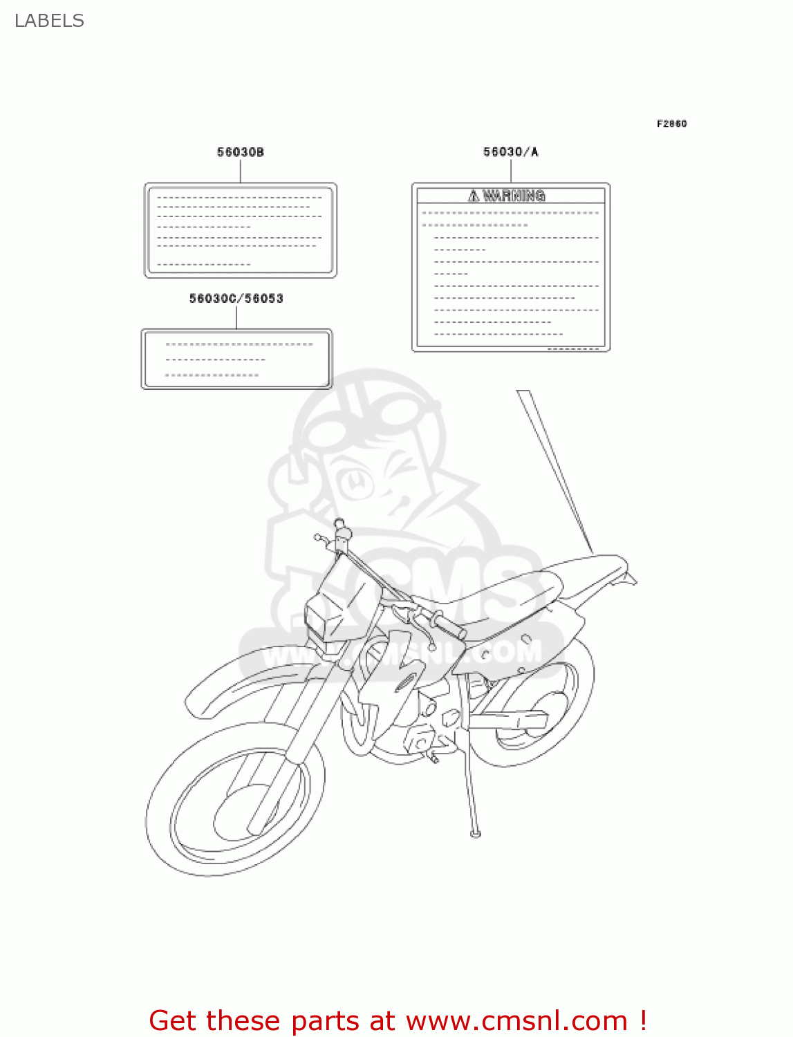 LABELS KLX400B1 KLX400R 2003 USA CANADA