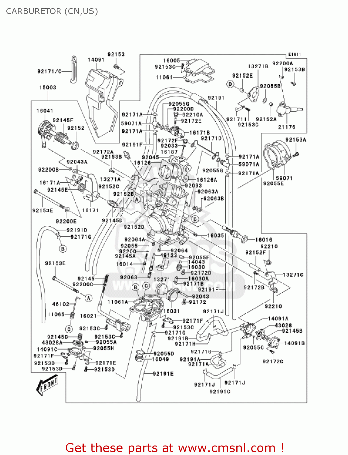 CARBURETOR (CN,US) KLX400B1 KLX400R 2003 USA CANADA