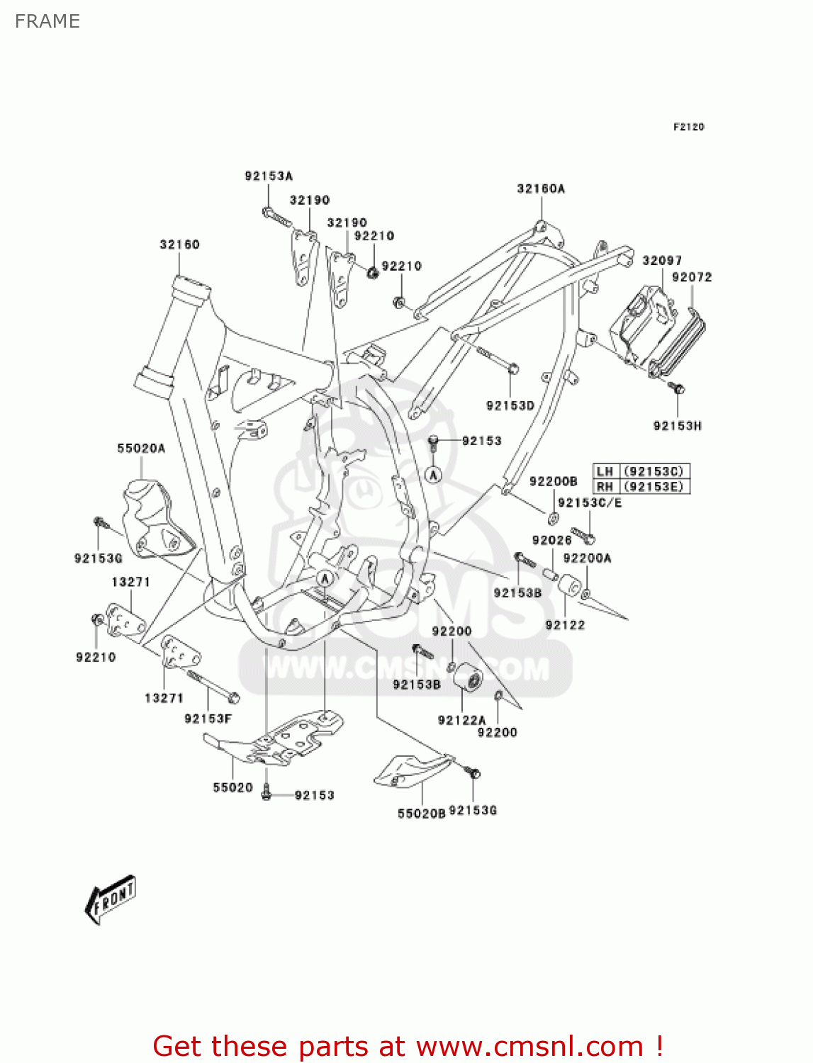 FRAME KLX400B1 KLX400R 2003 USA CANADA