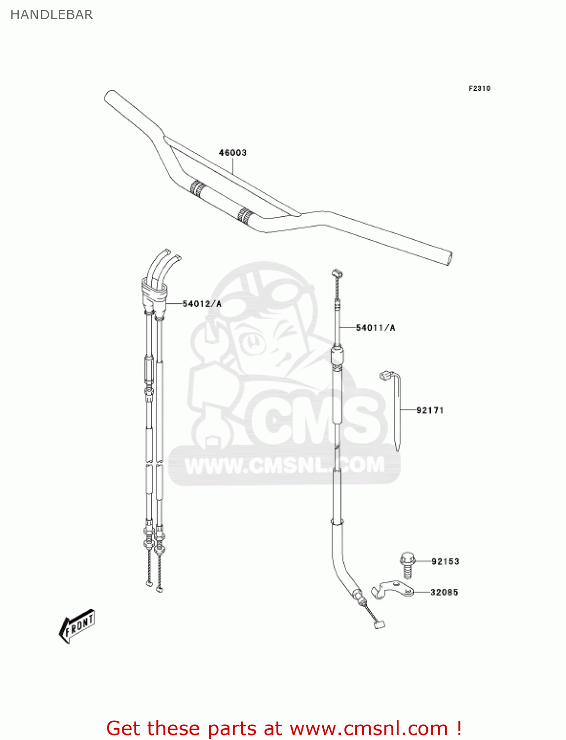 HANDLEBAR KLX400B1 KLX400R 2003 USA CANADA