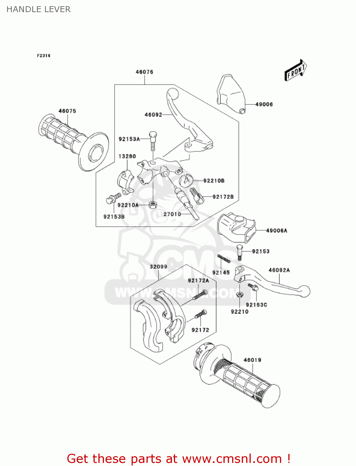 HANDLE LEVER KLX400B1 KLX400R 2003 USA CANADA