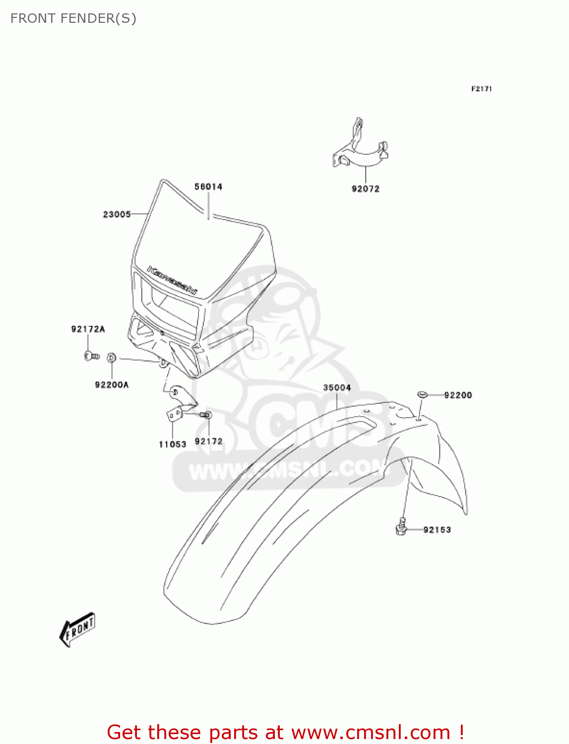 FRONT FENDER(S) KLX400B1 KLX400R 2003 USA CANADA