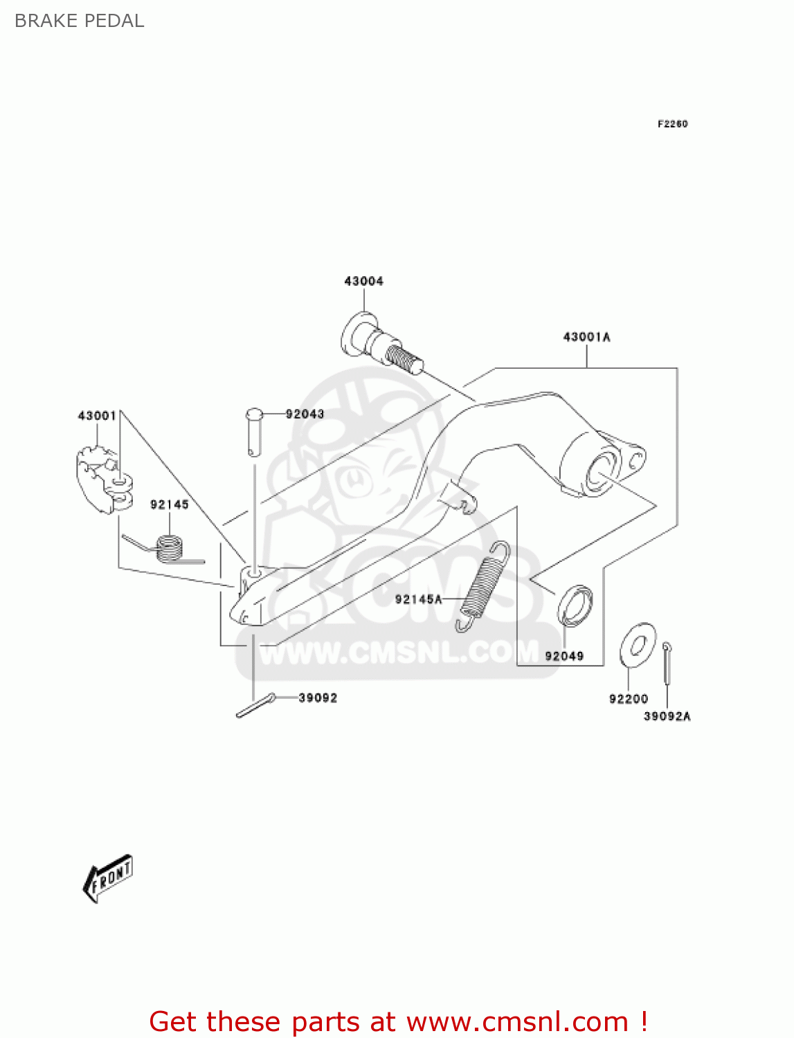 BRAKE PEDAL KLX400B1 KLX400R 2003 USA CANADA