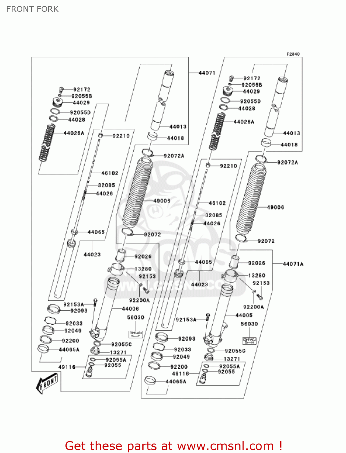 FRONT FORK KLX400B1 KLX400R 2003 USA CANADA