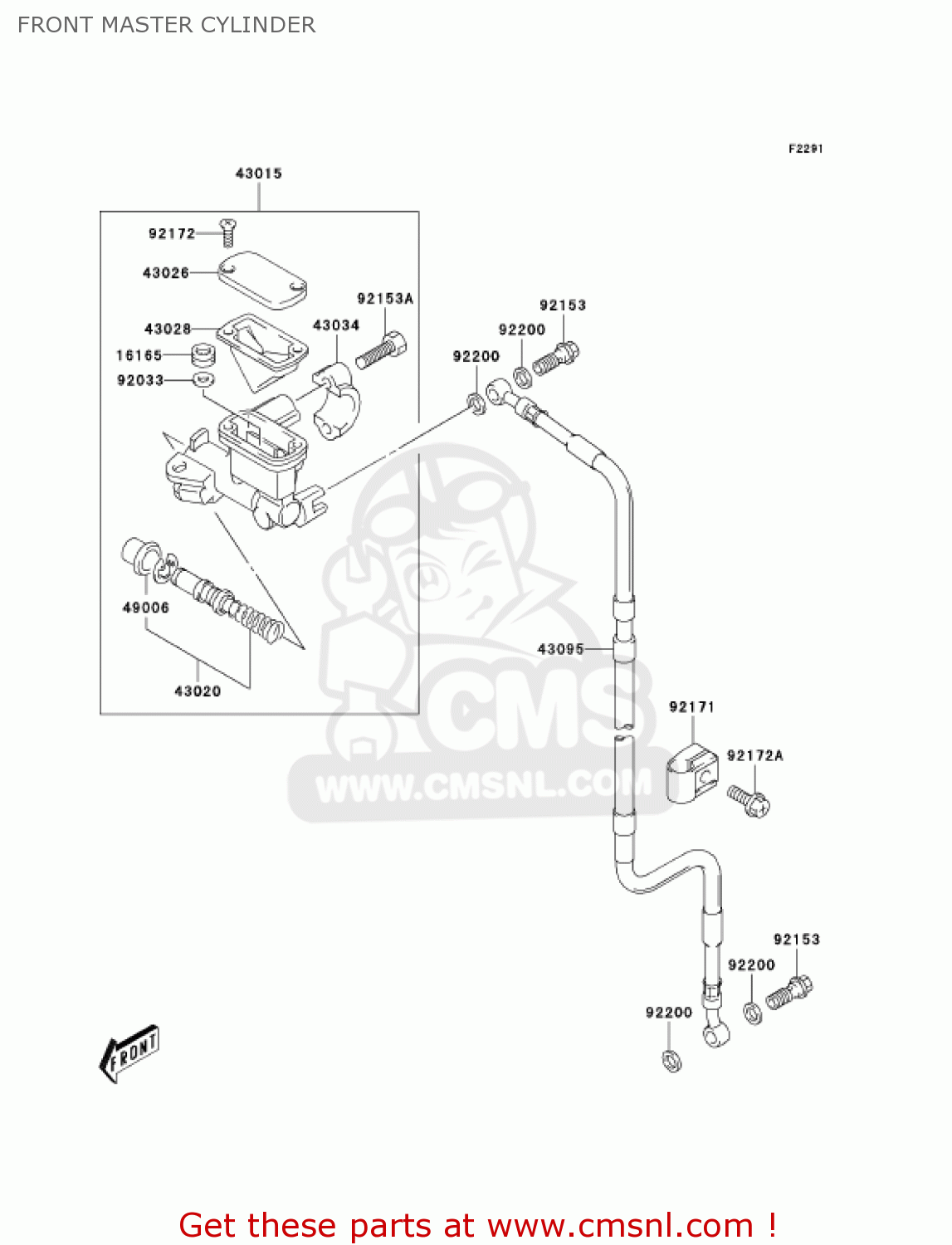 FRONT MASTER CYLINDER KLX400B1 KLX400R 2003 USA CANADA