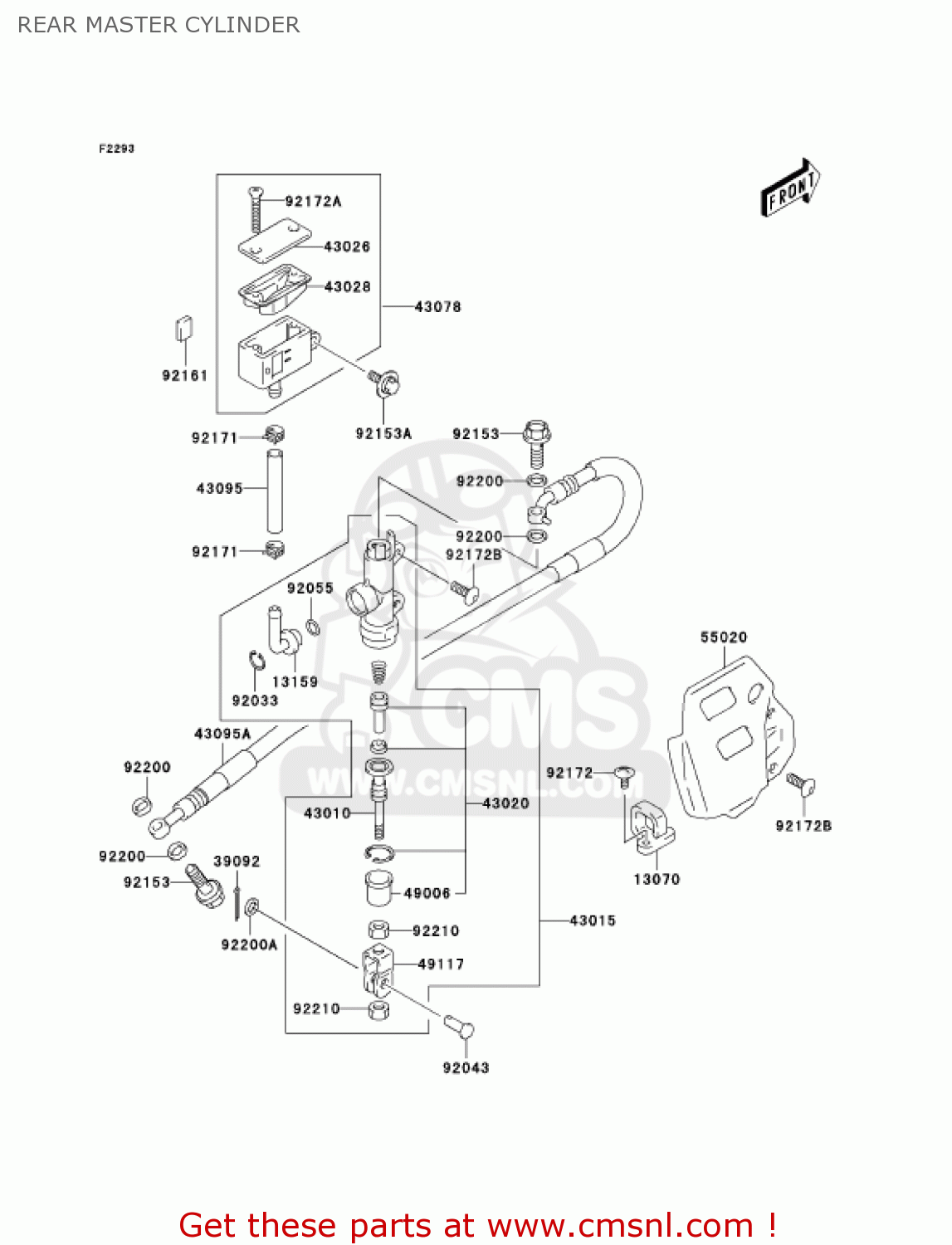 REAR MASTER CYLINDER KLX400B1 KLX400R 2003 USA CANADA