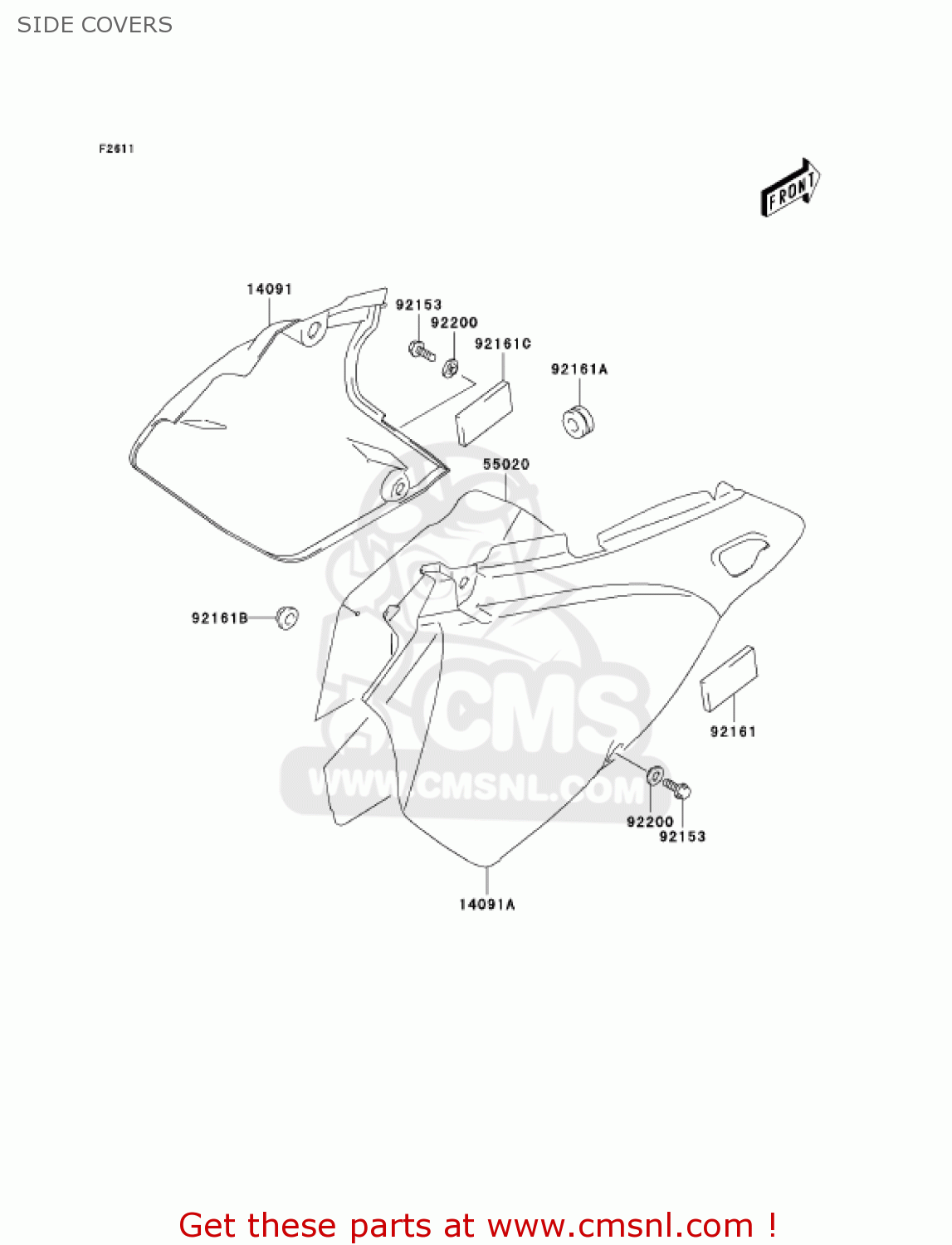 SIDE COVERS KLX400B1 KLX400R 2003 USA CANADA