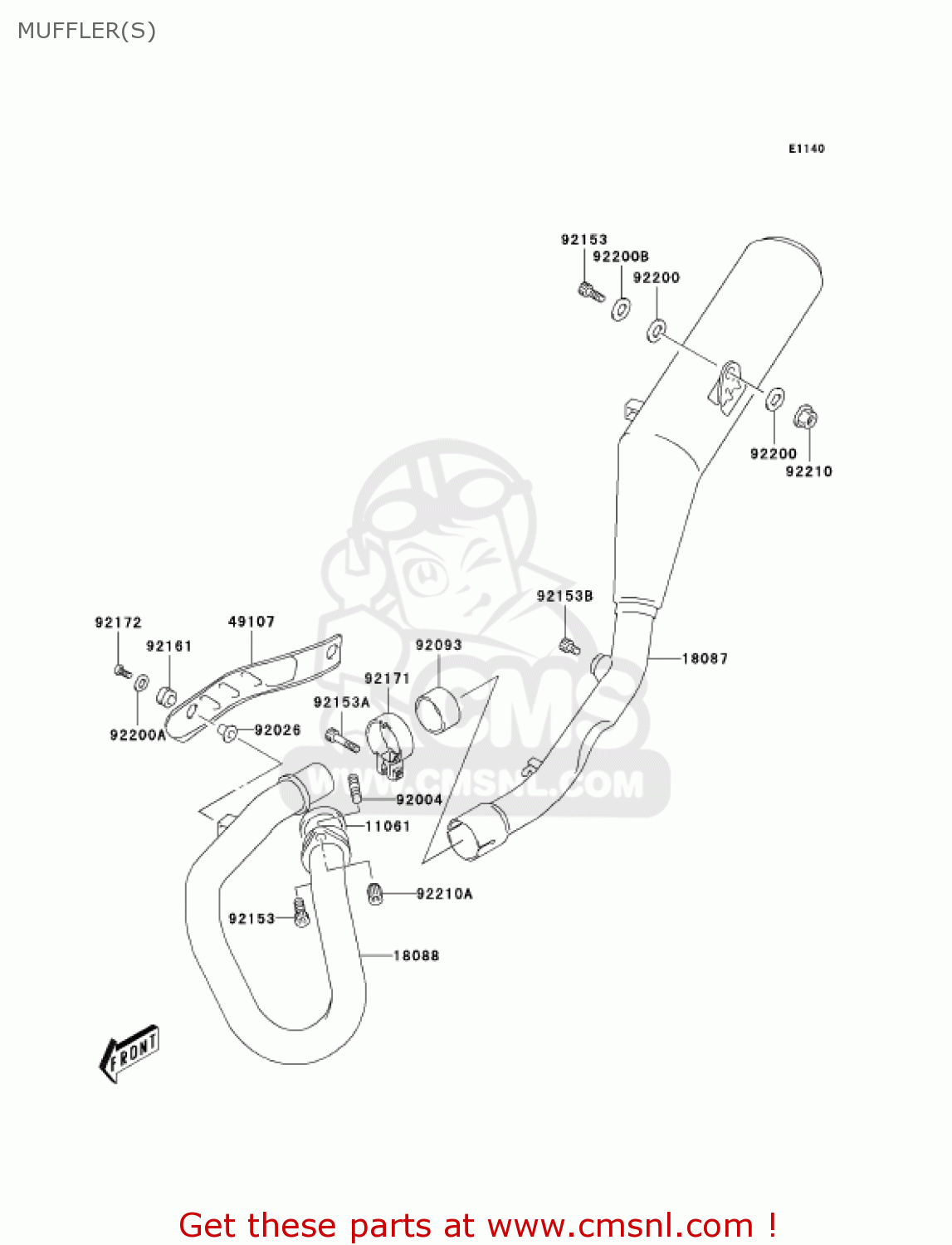 MUFFLER(S) KLX400B2 2004 USA CALIFORNIA CANADA