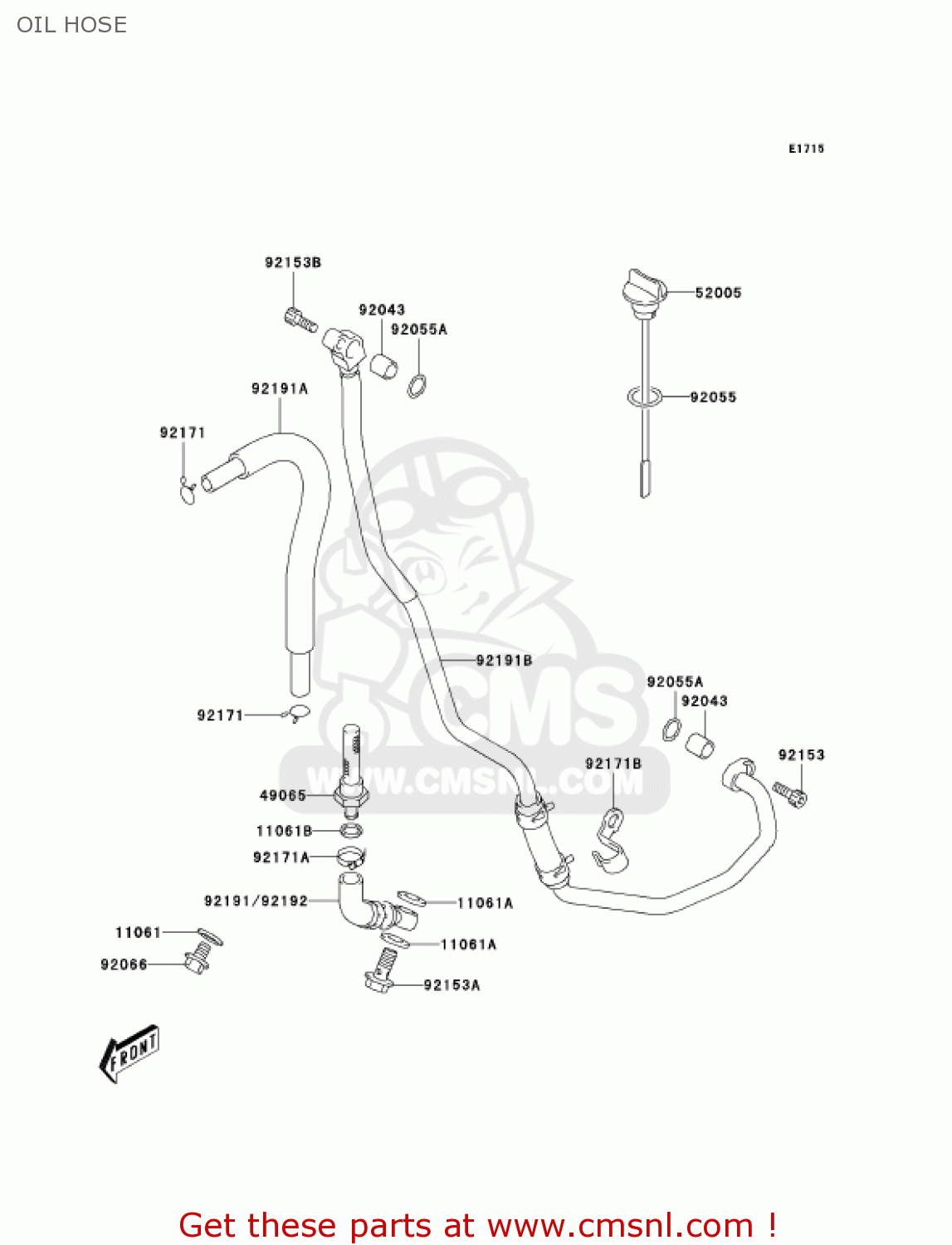 OIL HOSE KLX400B2 2004 USA CALIFORNIA CANADA