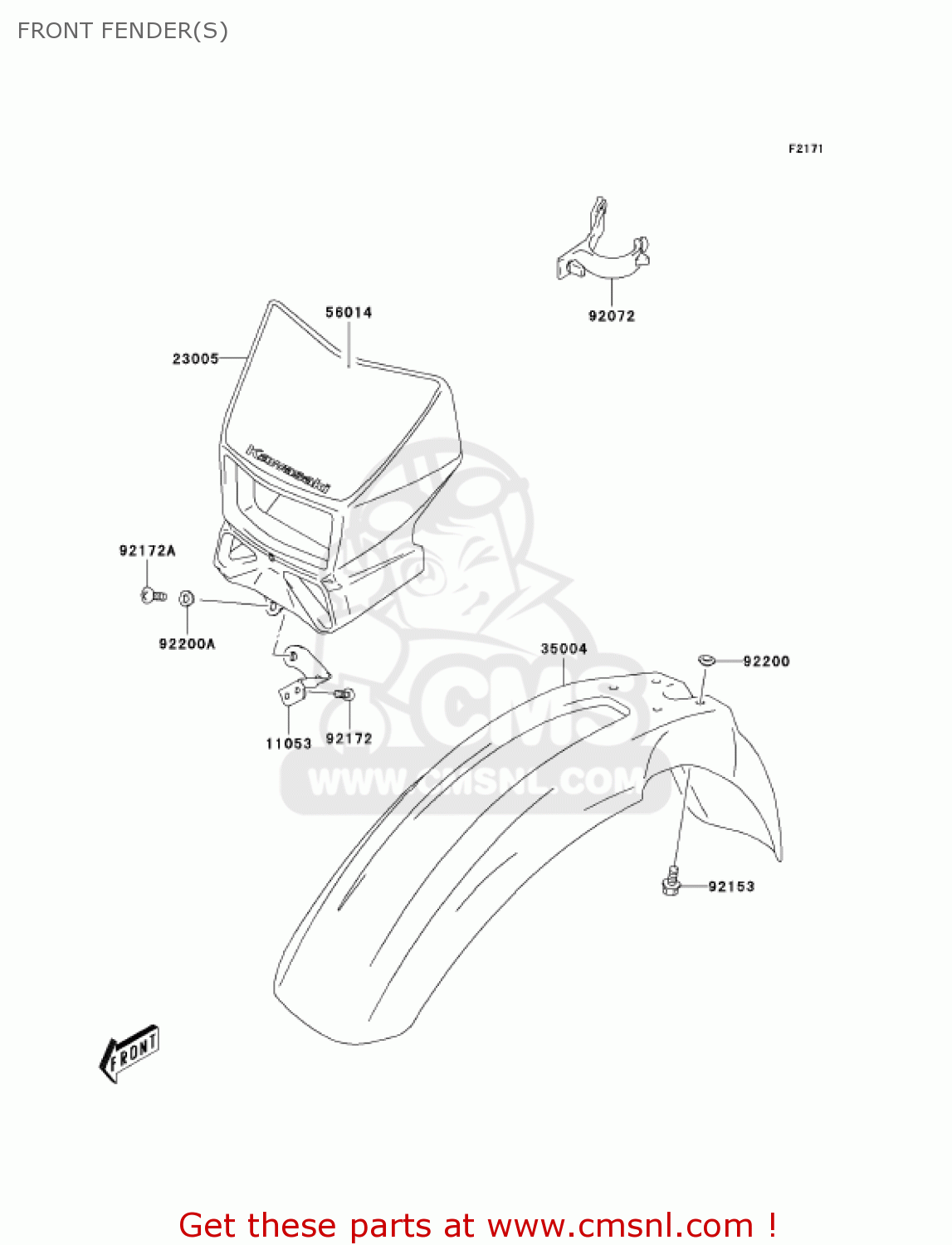 FRONT FENDER(S) KLX400B2 2004 USA CALIFORNIA CANADA