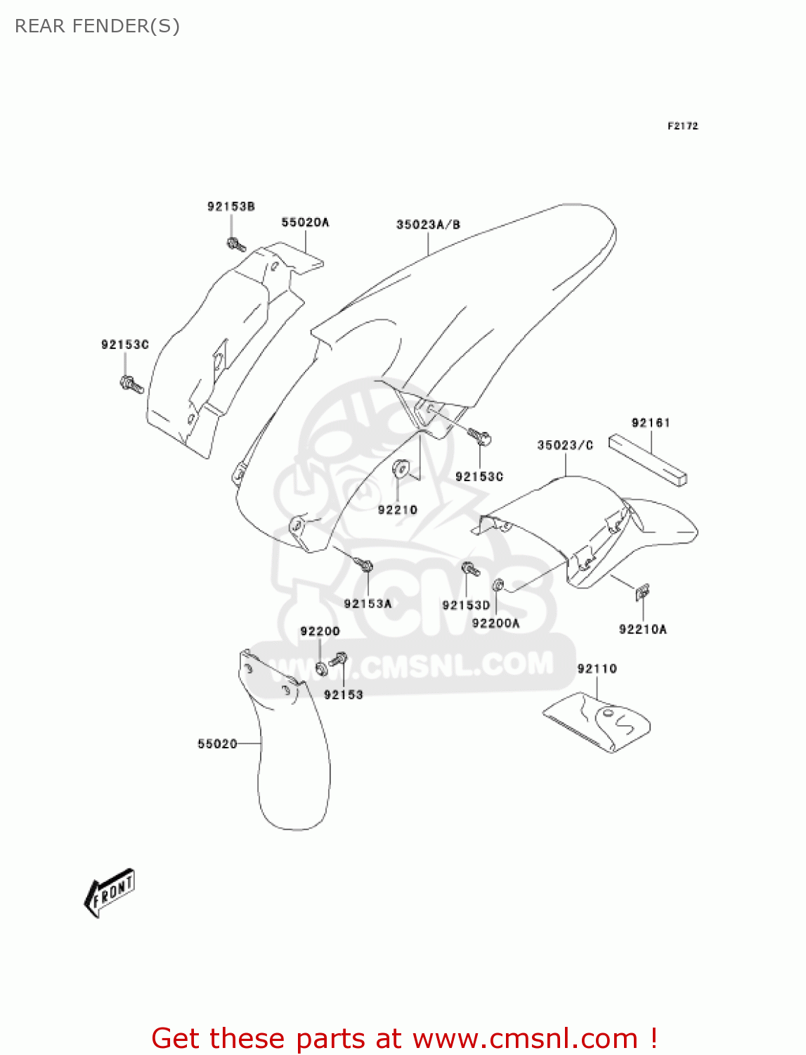 REAR FENDER(S) KLX400B2 2004 USA CALIFORNIA CANADA