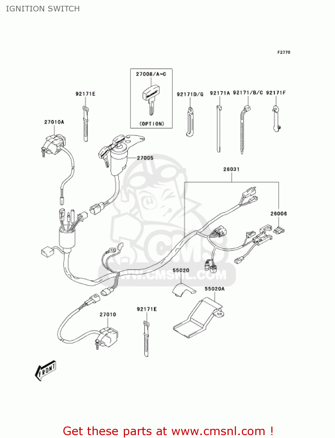 IGNITION SWITCH KLX400B2 2004 USA CALIFORNIA CANADA