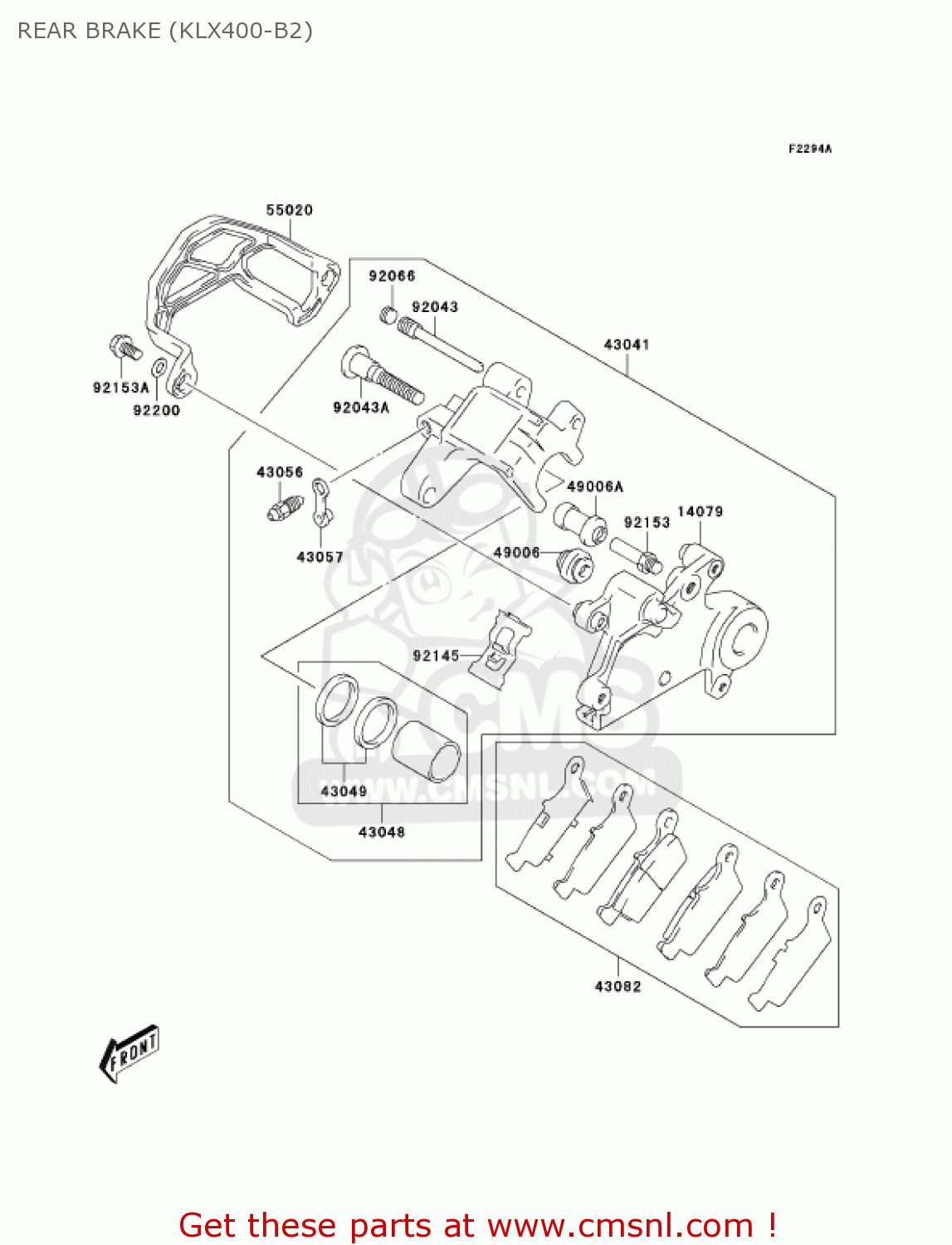REAR BRAKE (KLX400-B2) KLX400B2 2004 USA CALIFORNIA CANADA