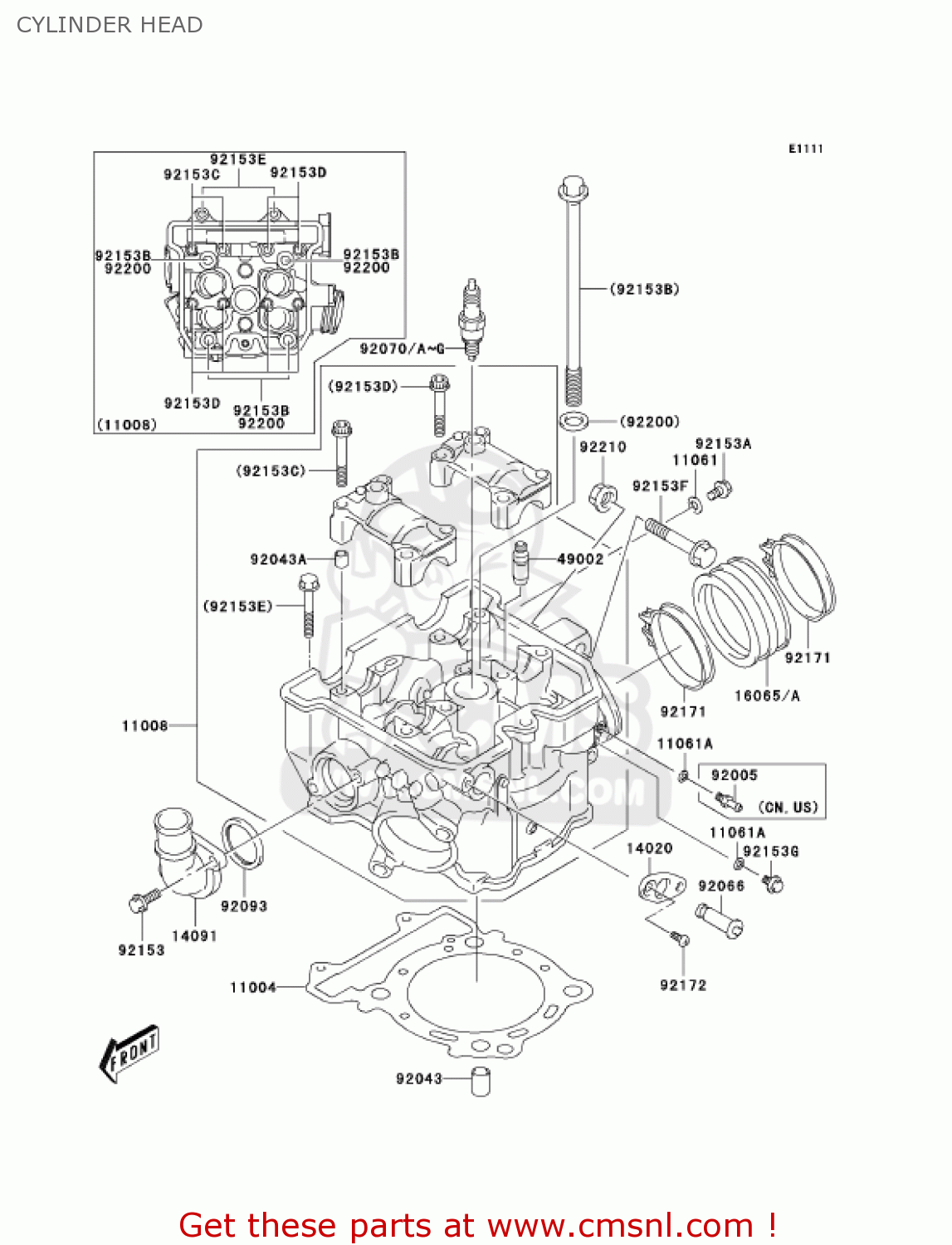 CYLINDER HEAD KLX400B2 2004 USA CALIFORNIA CANADA