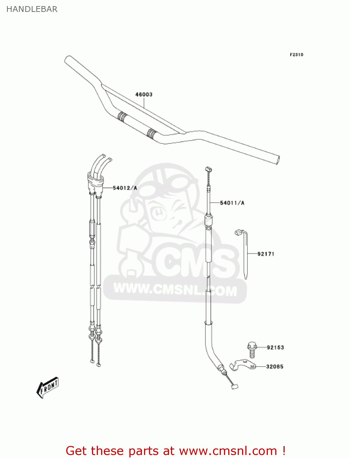 HANDLEBAR KLX400B2 2004 USA CALIFORNIA CANADA
