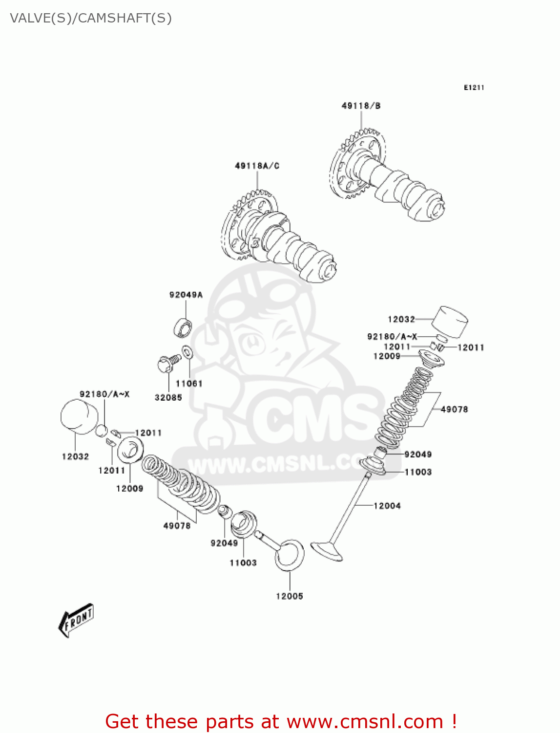 VALVE(S)/CAMSHAFT(S) KLX400B2 2004 USA CALIFORNIA CANADA