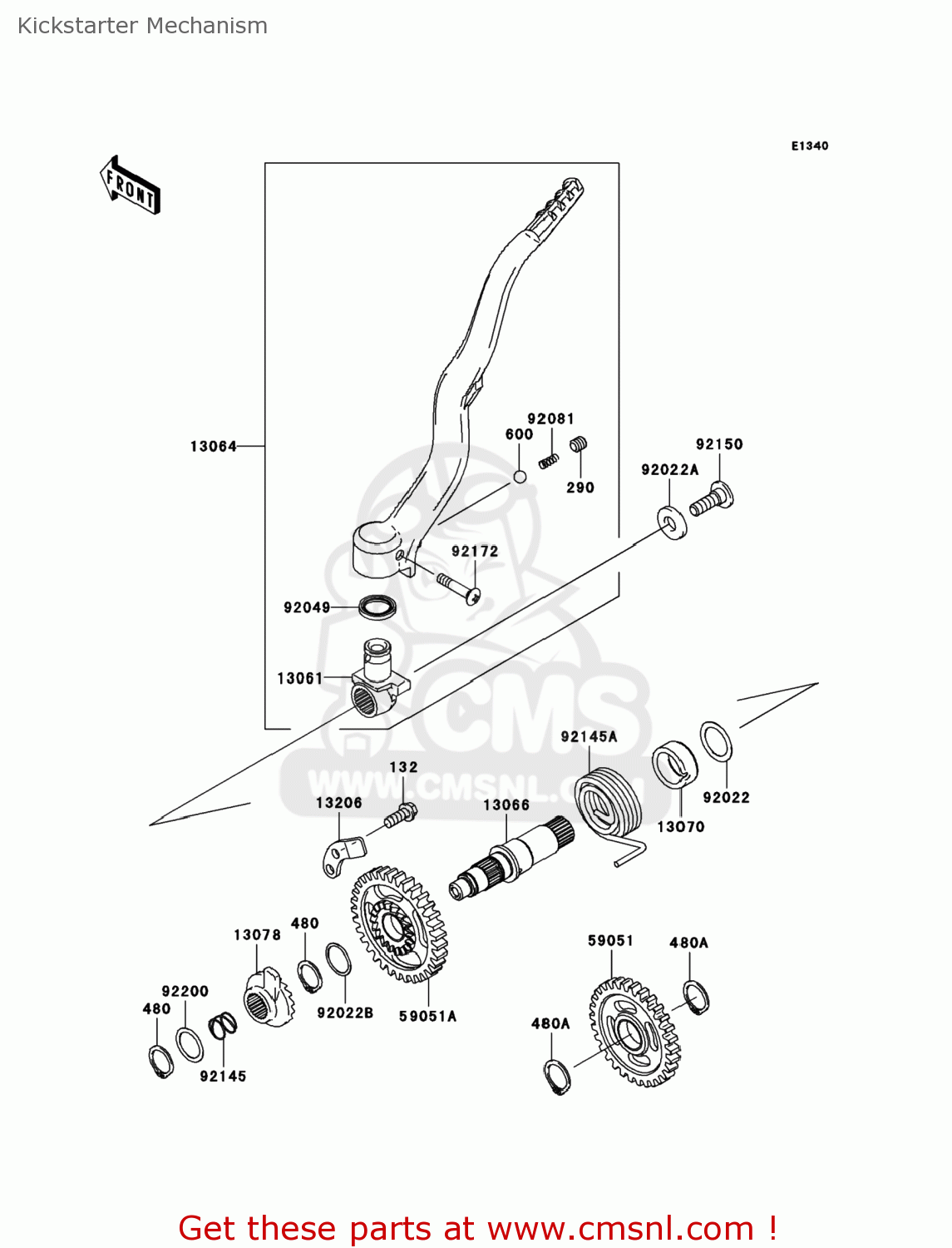 Kawasaki KLX450-A9F KLX450R 2009 USA Kickstarter Mechanism - buy ...