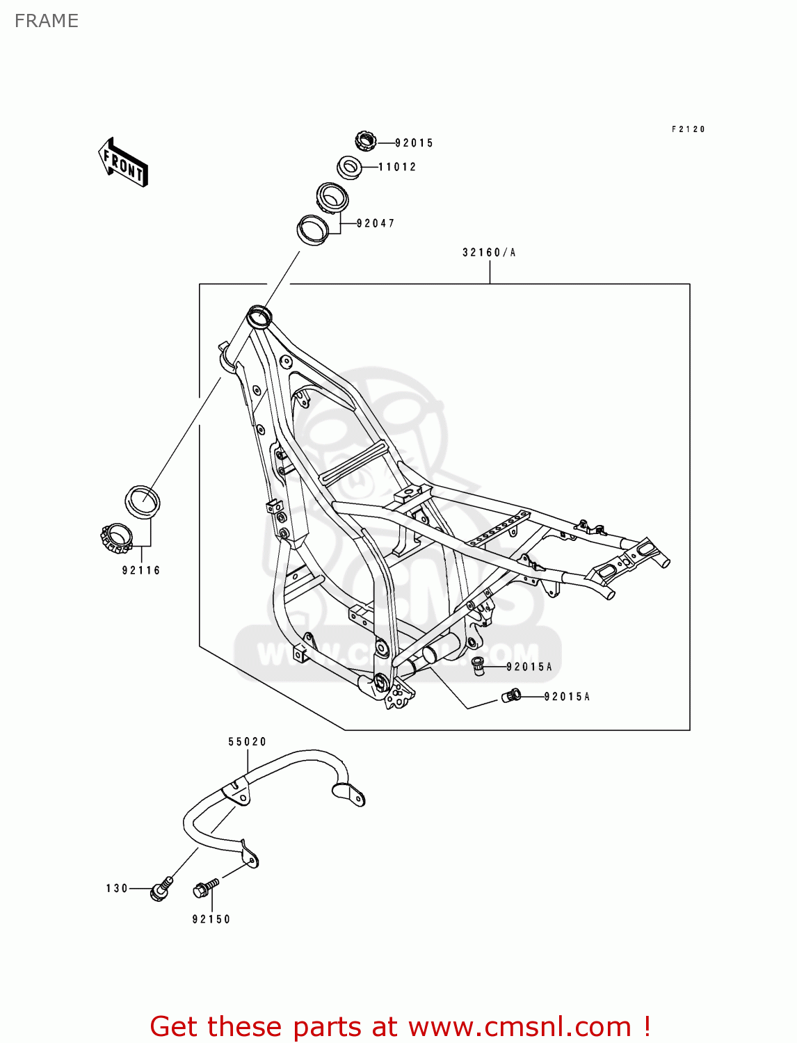 FRAME KLX650A1 1993 USA CALIFORNIA CANADA