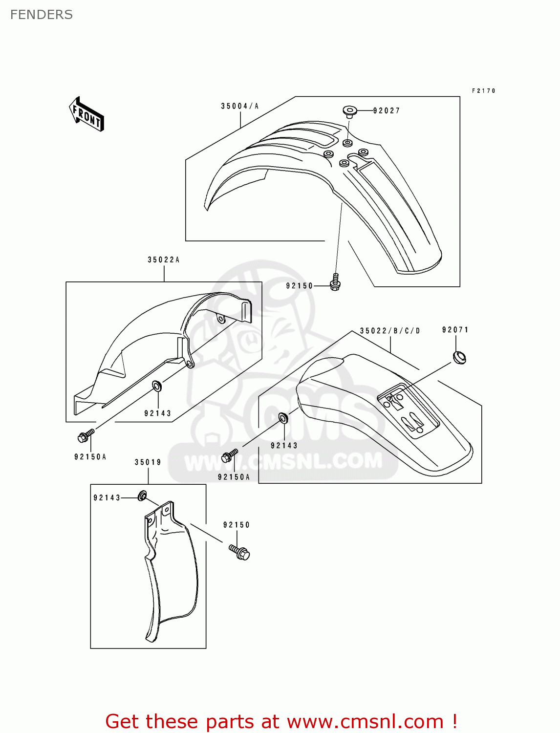 FENDERS KLX650A1 1993 USA CALIFORNIA CANADA