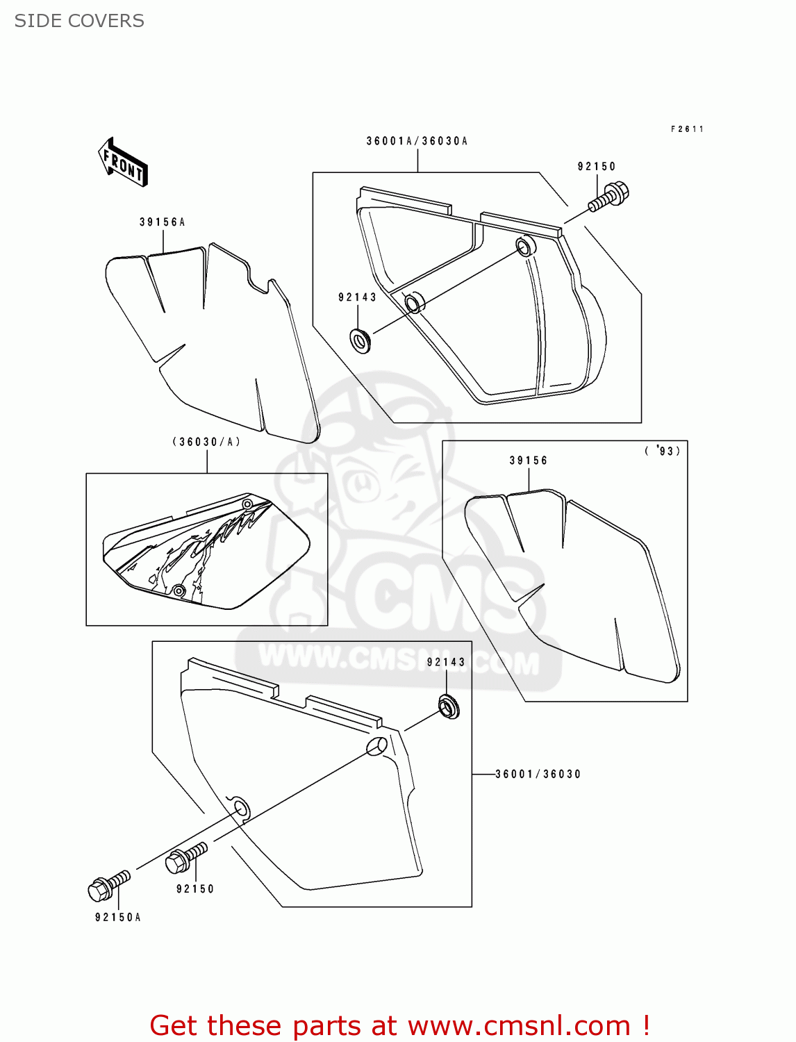 SIDE COVERS KLX650A1 1993 USA CALIFORNIA CANADA