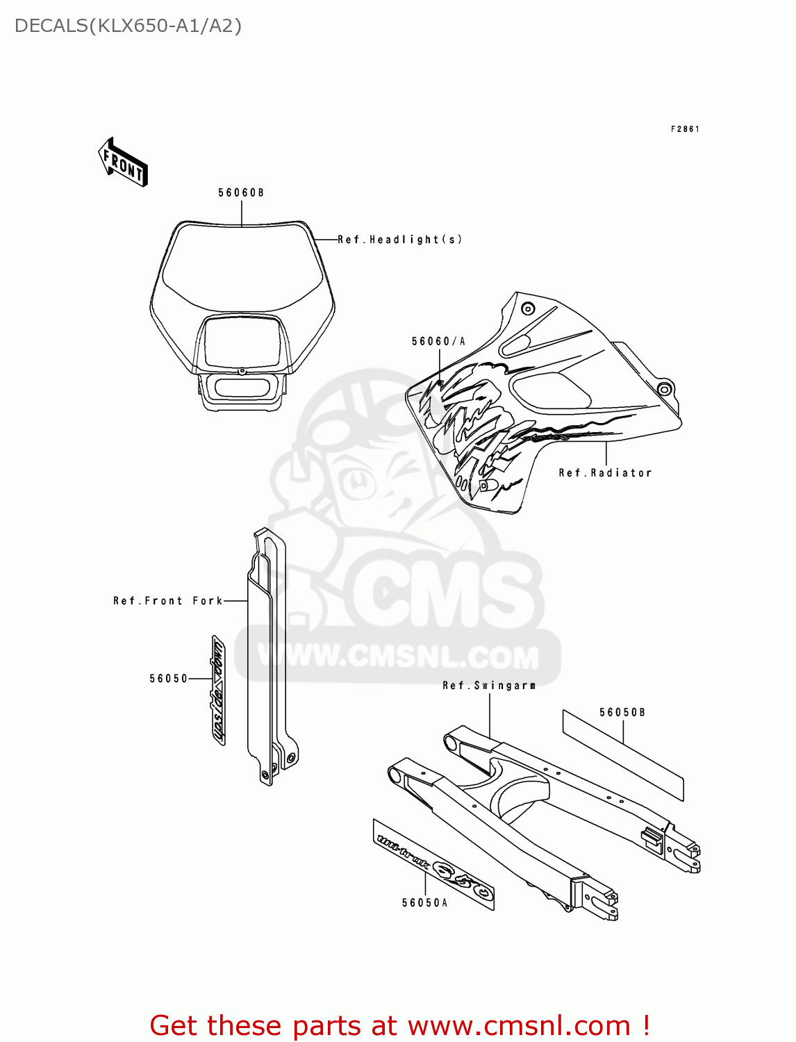 DECALS(KLX650-A1/A2) KLX650A1 1993 USA CALIFORNIA CANADA