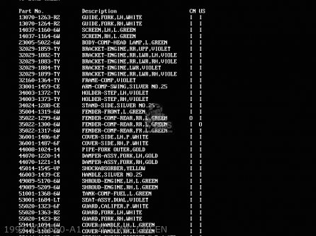 1993 KLX650-A1    7F LIME GREEN - KLX650A1 1993 USA CALIFORNIA CANADA