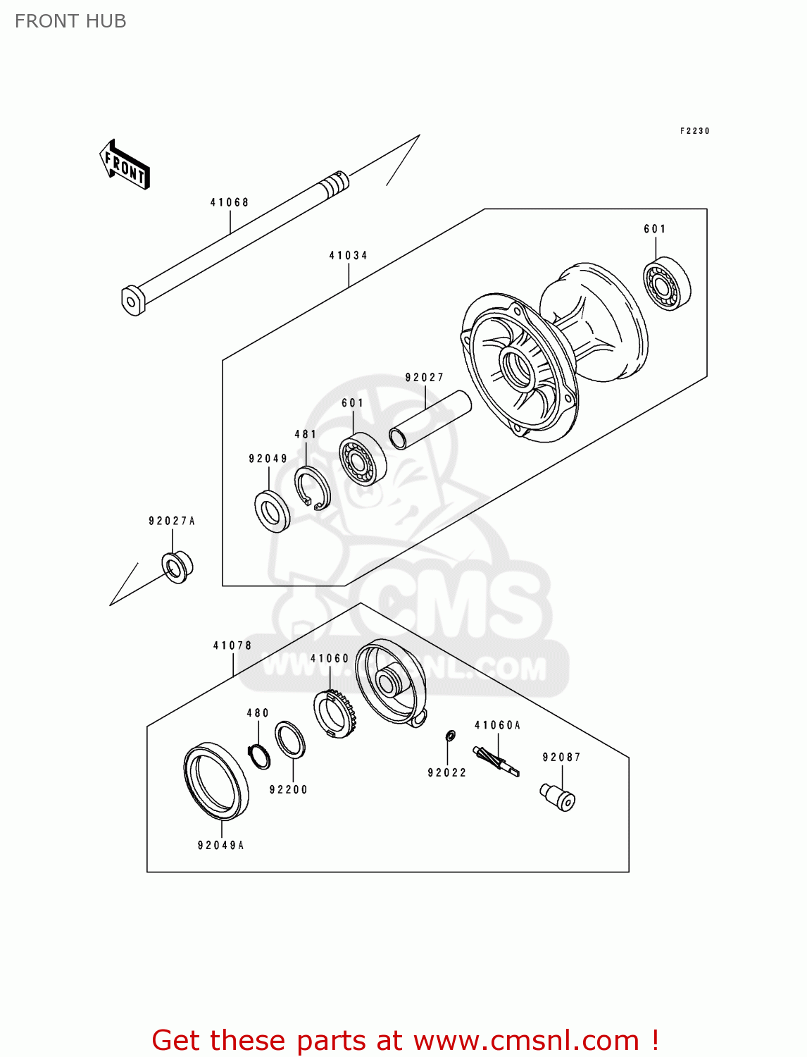 FRONT HUB KLX650A1 KLX650R 1993 EUROPE