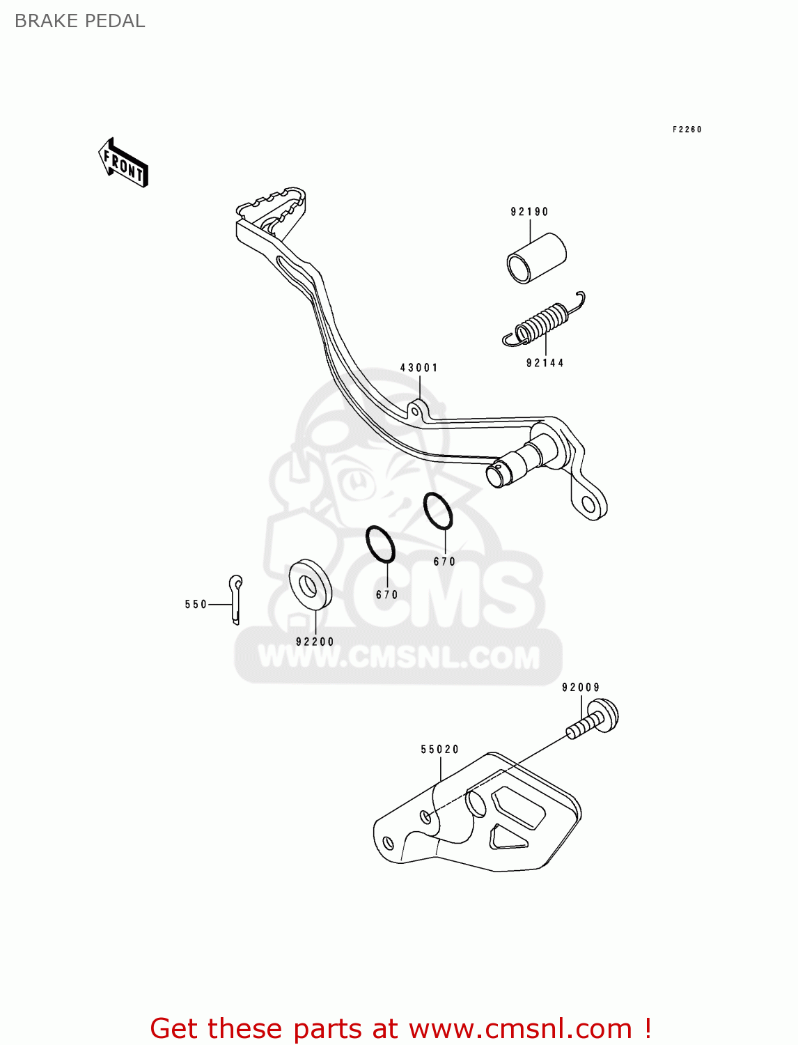 BRAKE PEDAL KLX650A1 KLX650R 1993 EUROPE