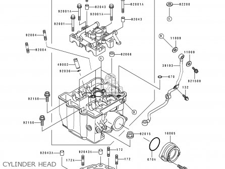 CYLINDER HEAD - KLX650A1 KLX650R 1993 EUROPE