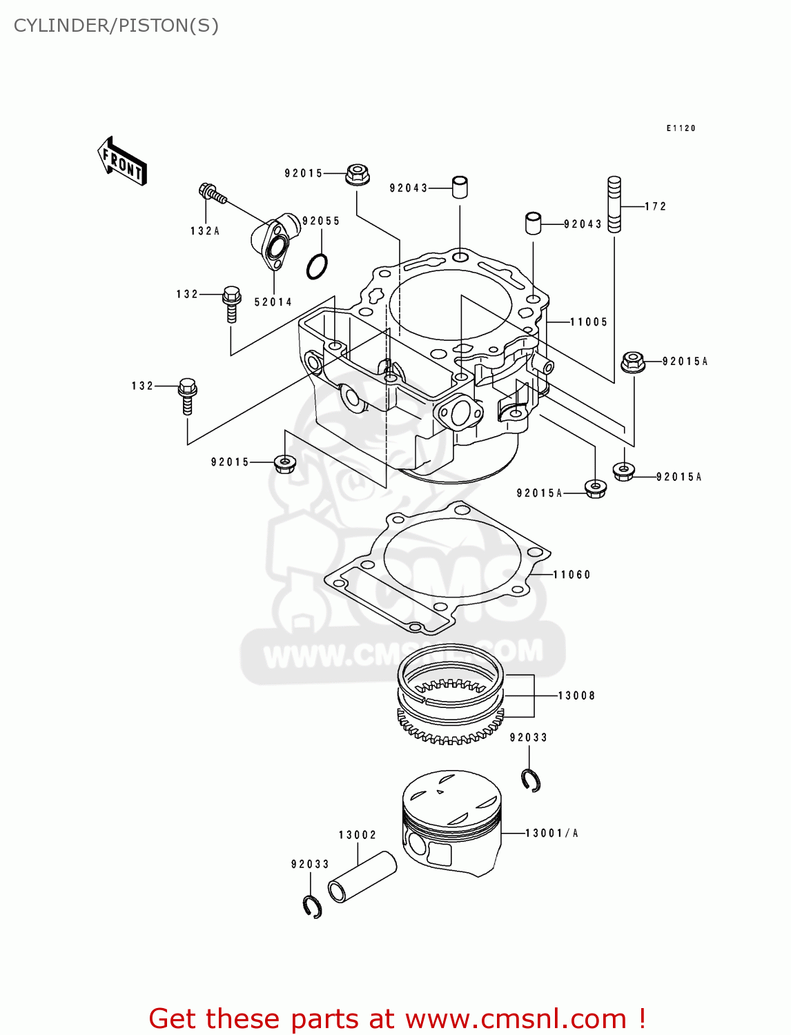 CYLINDER/PISTON(S) KLX650A2 1994 USA CALIFORNIA CANADA