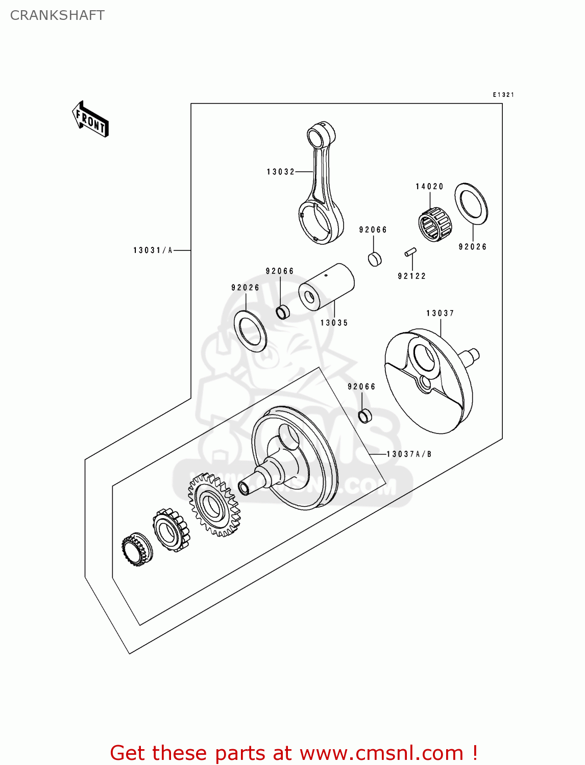 CRANKSHAFT KLX650A2 1994 USA CALIFORNIA CANADA