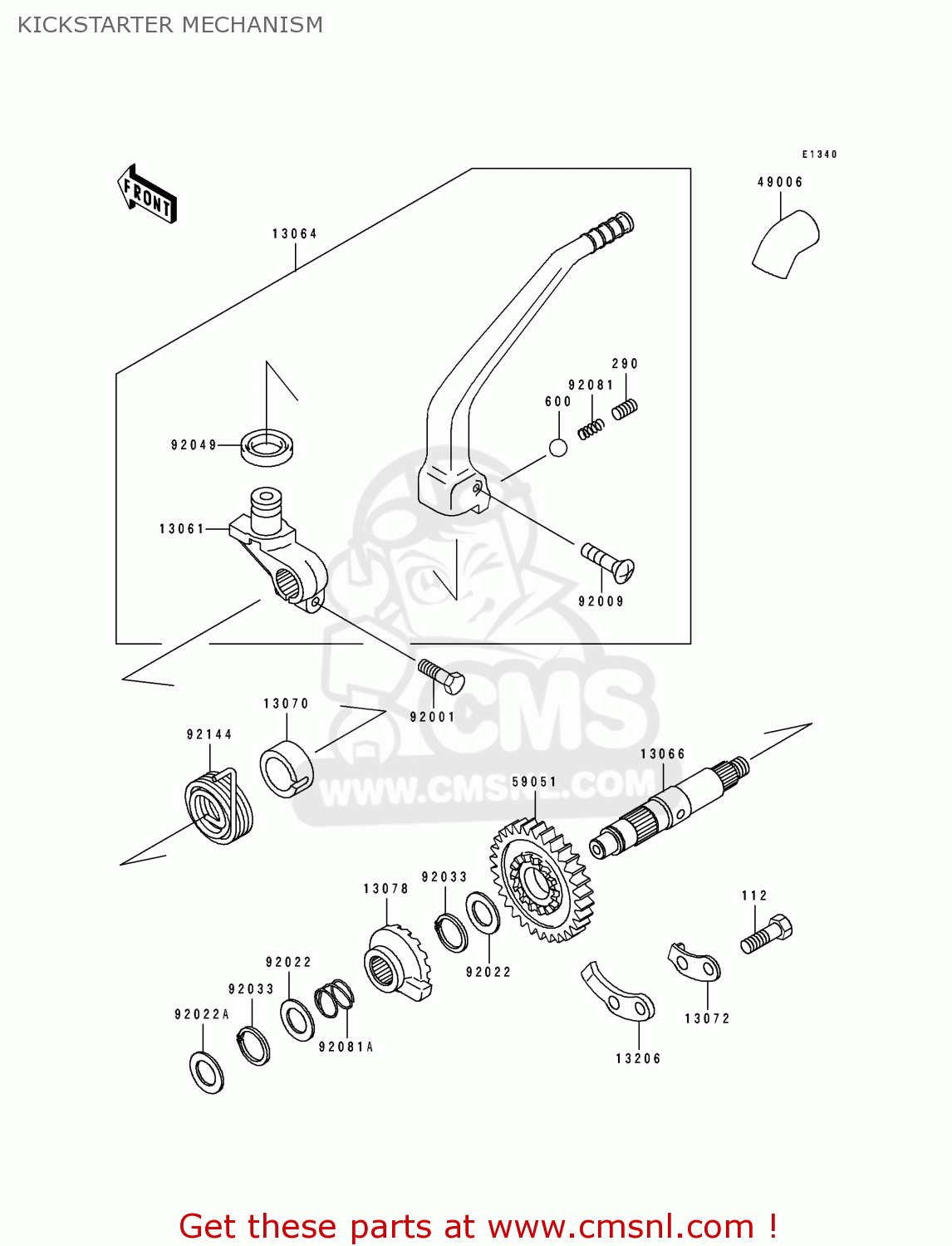 KICKSTARTER MECHANISM KLX650A2 1994 USA CALIFORNIA CANADA