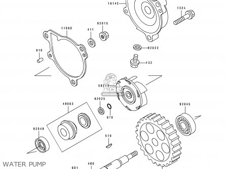 WATER PUMP - KLX650A2 1994 USA CALIFORNIA CANADA