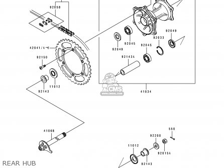 REAR HUB - KLX650A2 1994 USA CALIFORNIA CANADA