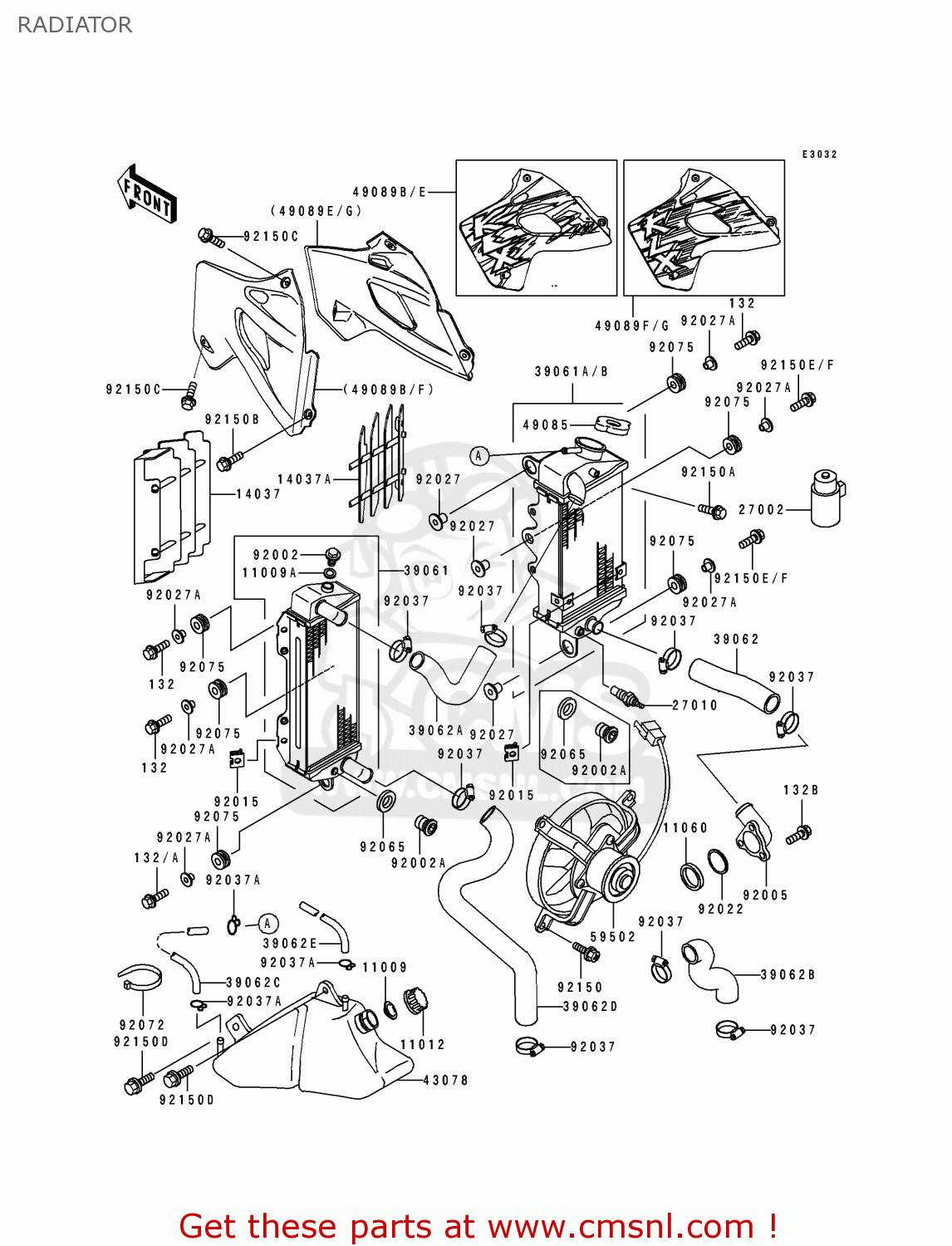 RADIATOR KLX650A2 KLX650R 1994 EUROPE