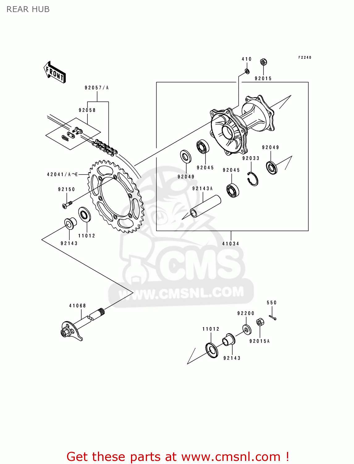 REAR HUB KLX650A2 KLX650R 1994 EUROPE
