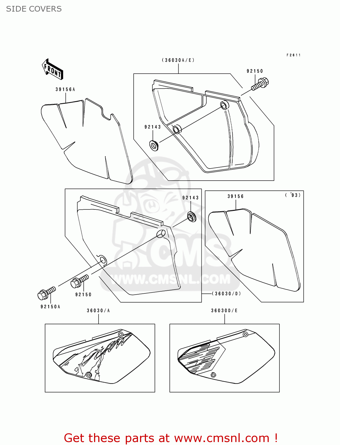 SIDE COVERS KLX650A2 KLX650R 1994 EUROPE