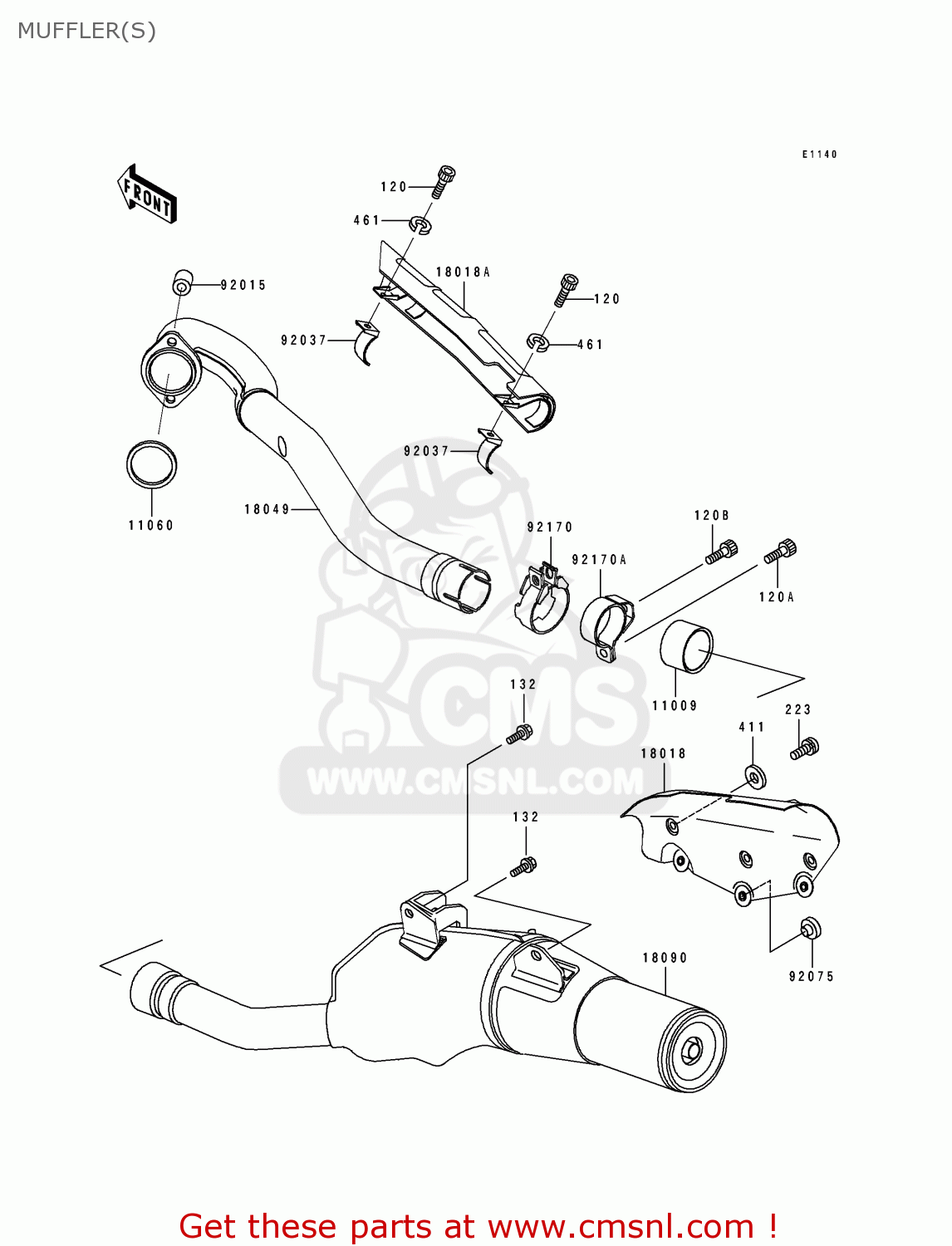 MUFFLER(S) KLX650A3 1995 USA CALIFORNIA CANADA