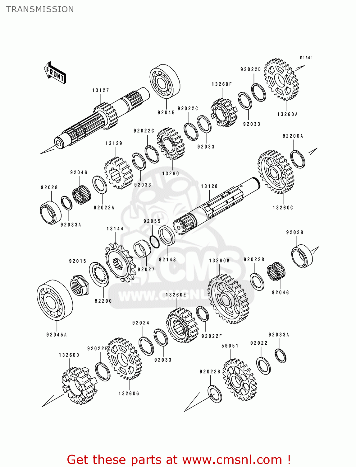 TRANSMISSION KLX650A3 1995 USA CALIFORNIA CANADA