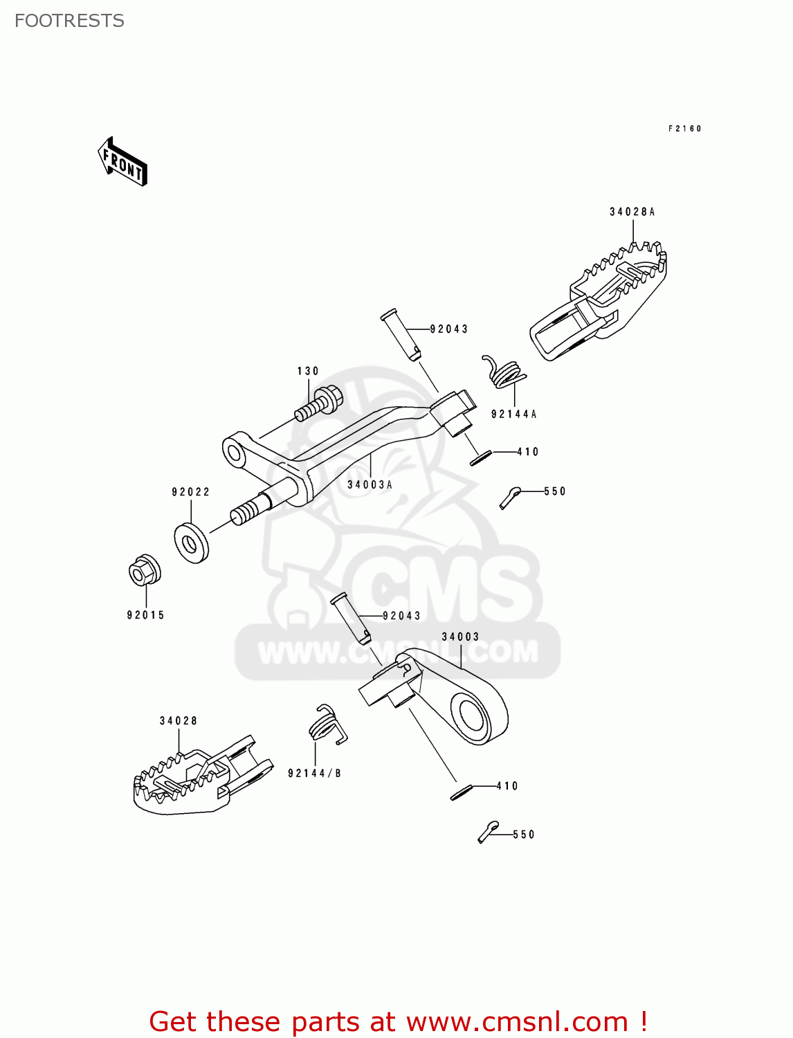 FOOTRESTS KLX650A3 1995 USA CALIFORNIA CANADA