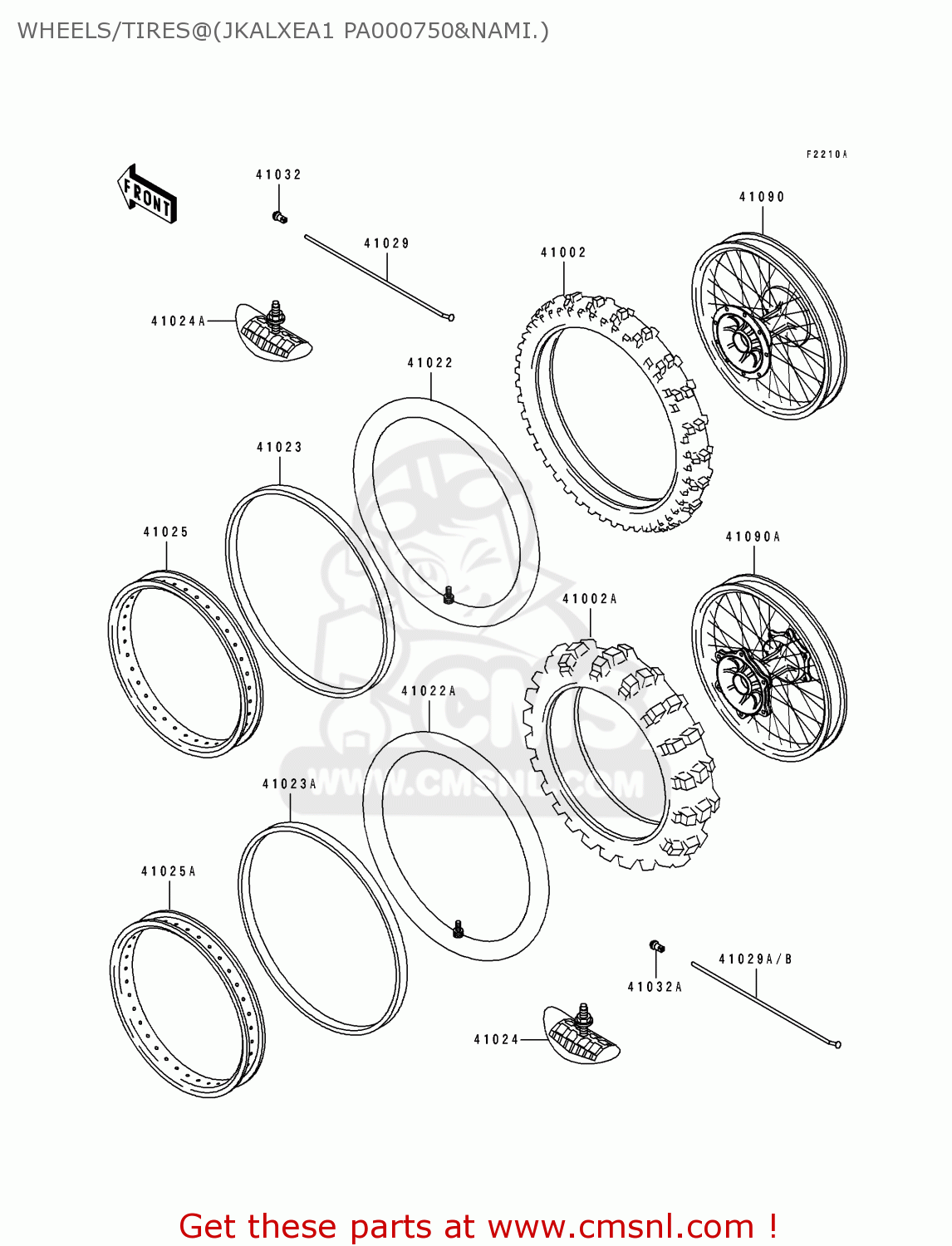 WHEELS/TIRES@(JKALXEA1 PA000750&NAMI.) KLX650A3 1995 USA CALIFORNIA CANADA