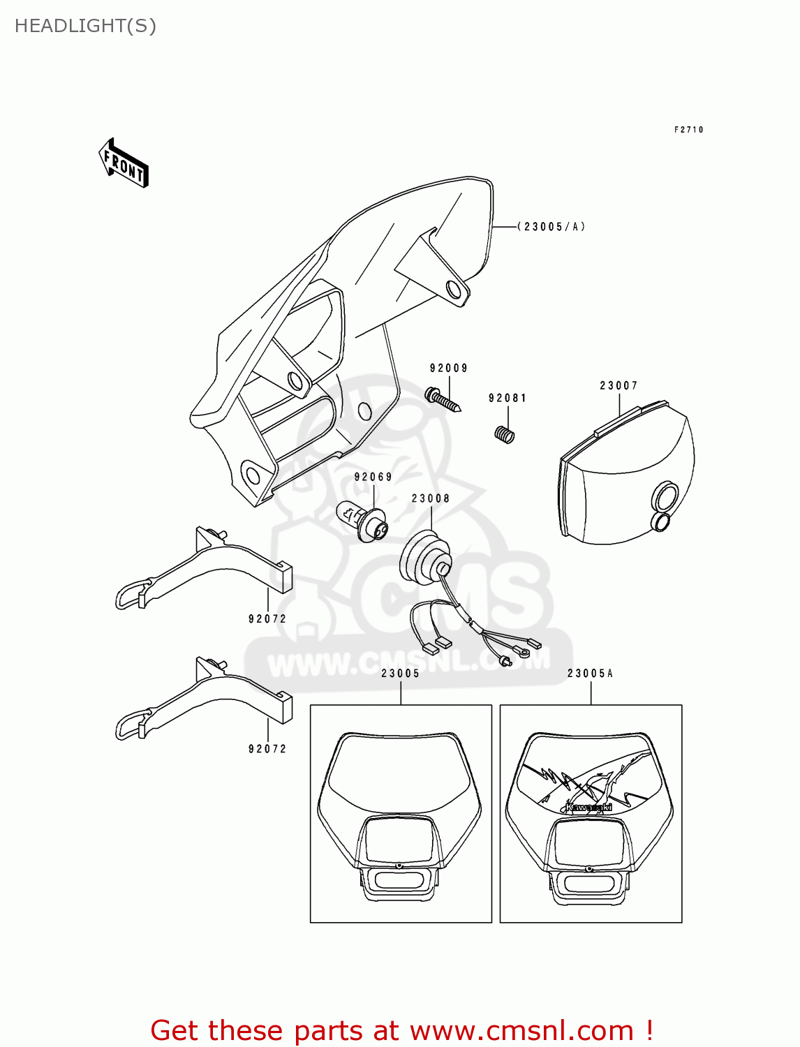 HEADLIGHT(S) KLX650A3 1995 USA CALIFORNIA CANADA