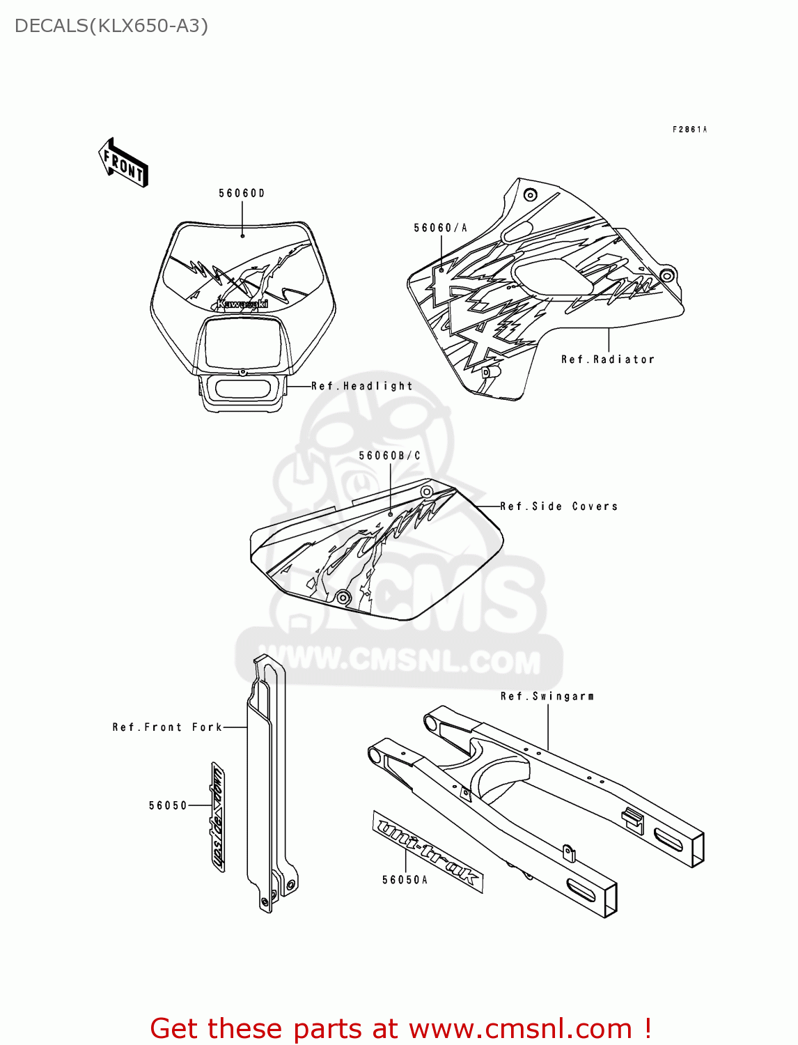 DECALS(KLX650-A3) KLX650A3 1995 USA CALIFORNIA CANADA
