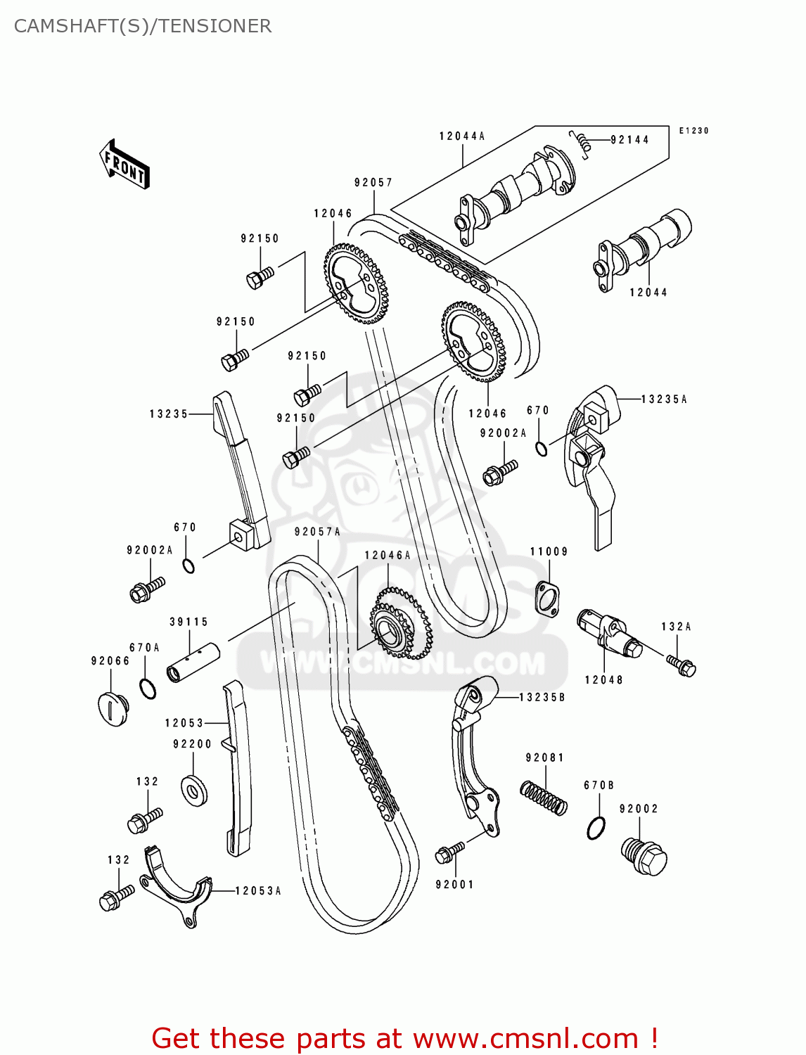 CAMSHAFT(S)/TENSIONER KLX650A3 KLX650R 1995 EUROPE FR