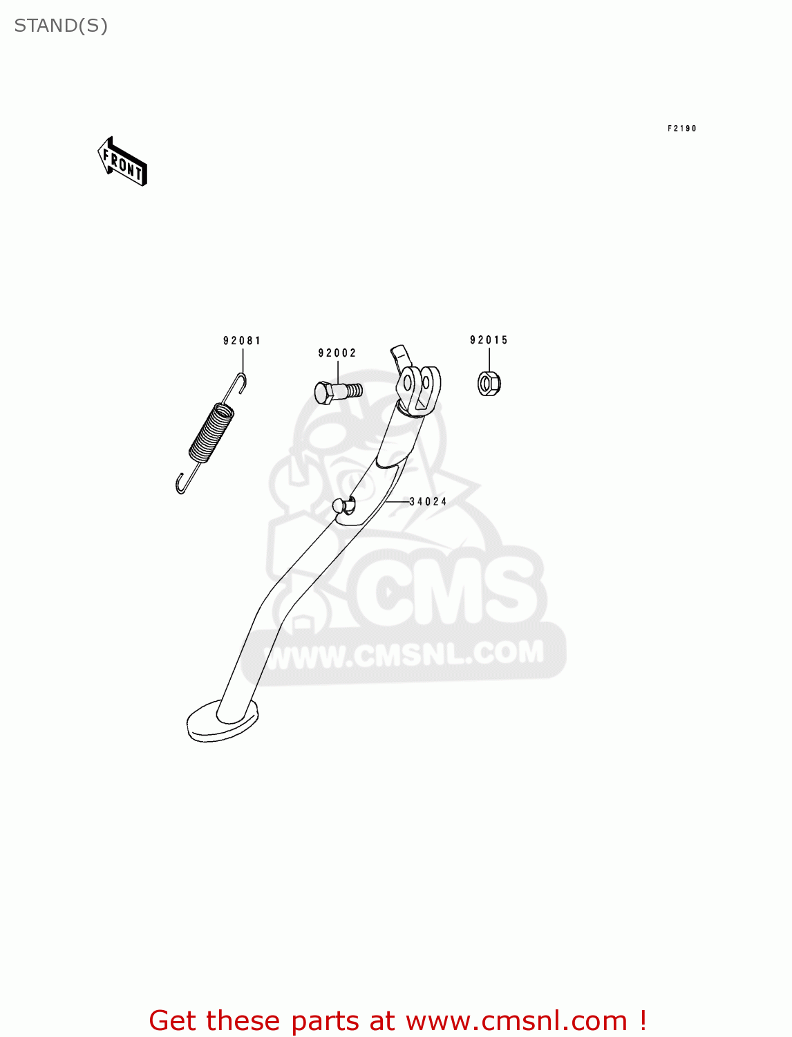 STAND(S) KLX650A3 KLX650R 1995 EUROPE FR