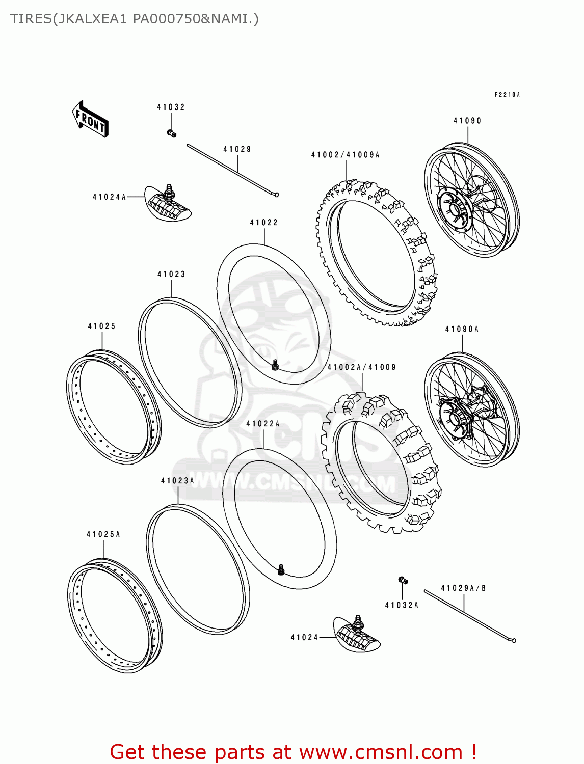TIRES(JKALXEA1 PA000750&NAMI.) KLX650A3 KLX650R 1995 EUROPE FR