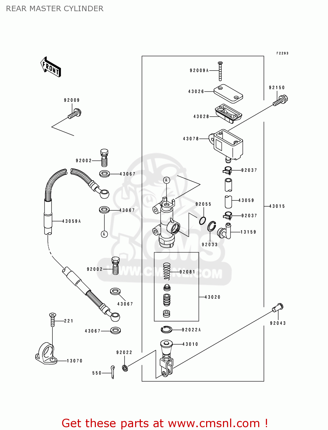 REAR MASTER CYLINDER KLX650A3 KLX650R 1995 EUROPE FR