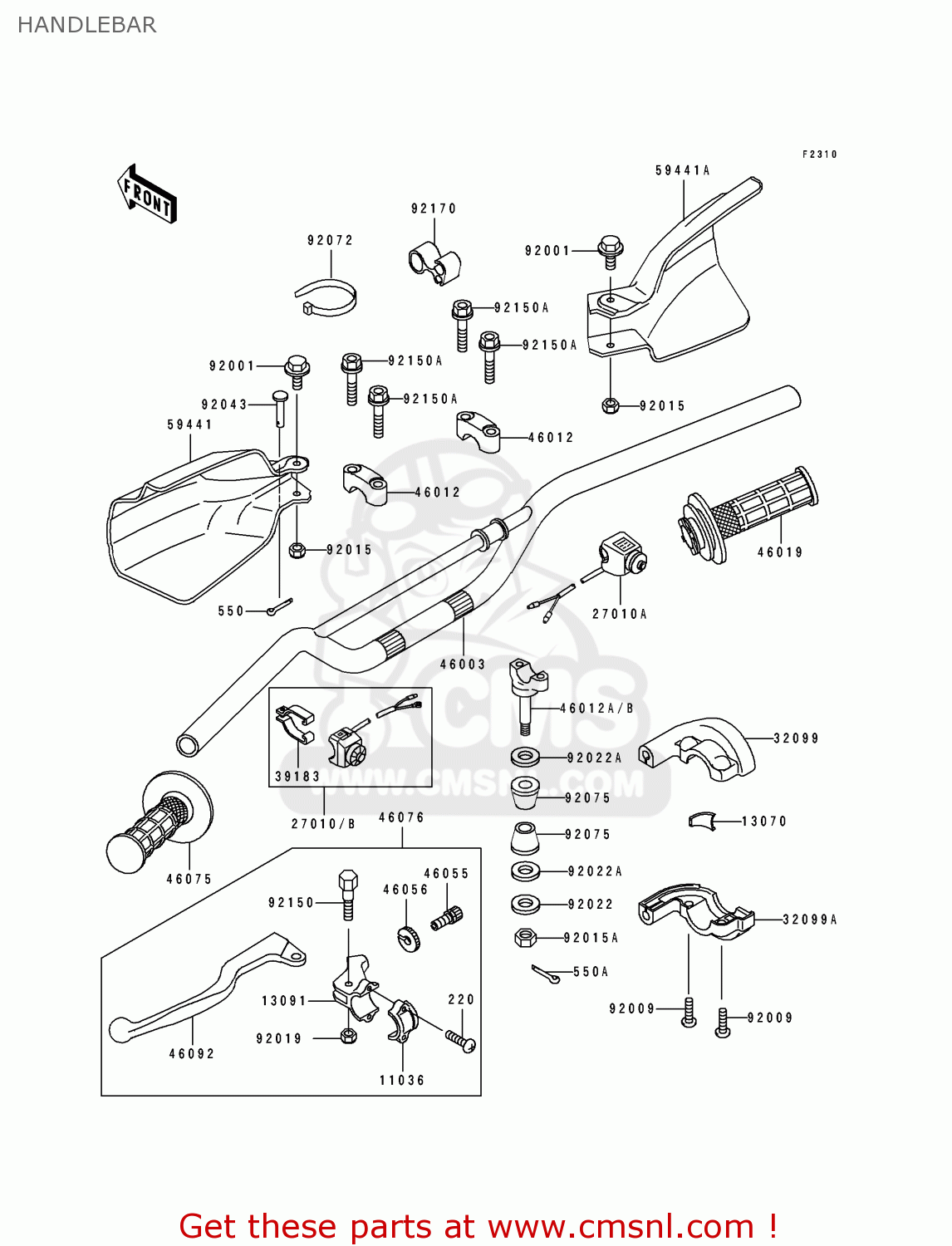 HANDLEBAR KLX650A3 KLX650R 1995 EUROPE FR