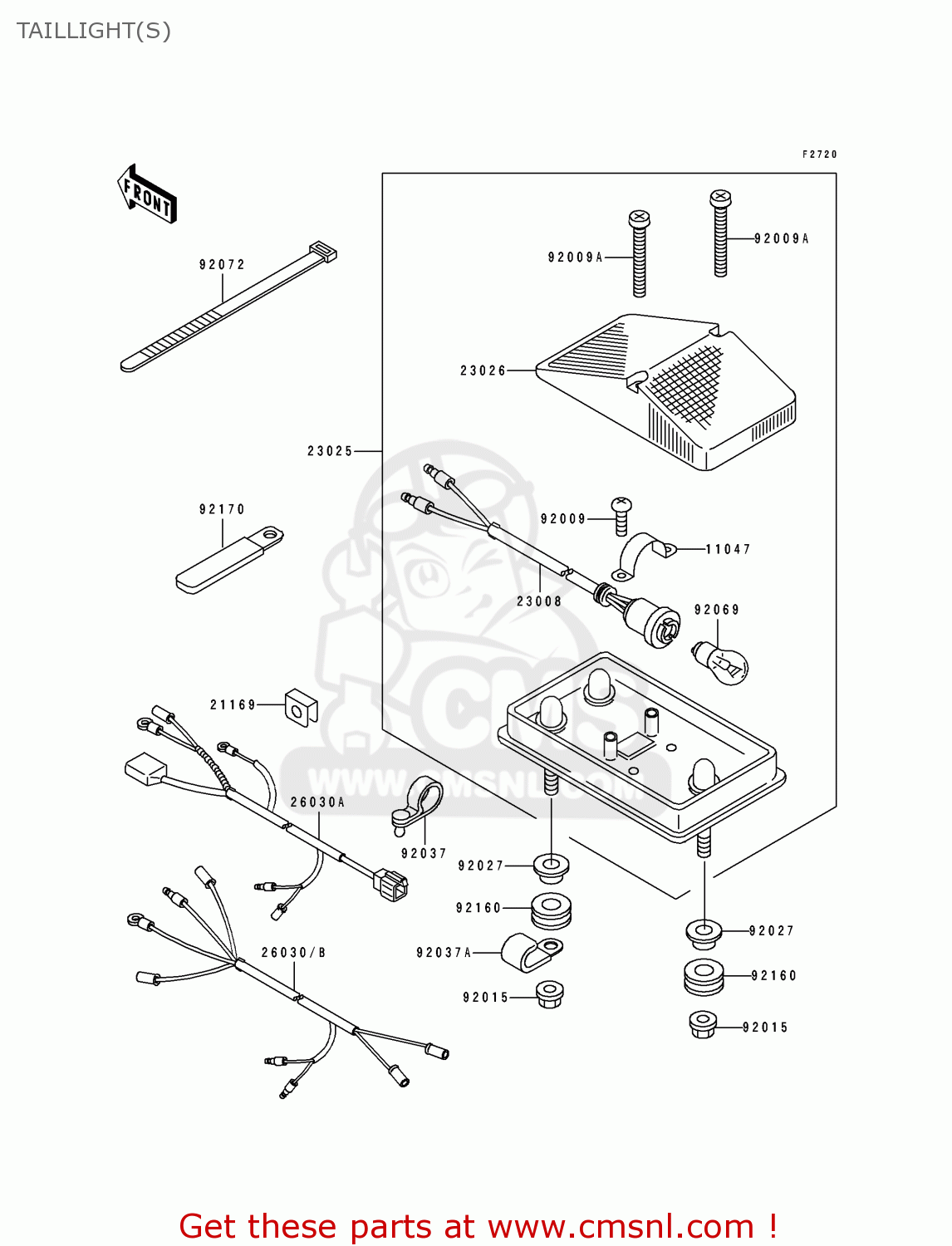 TAILLIGHT(S) KLX650A3 KLX650R 1995 EUROPE FR