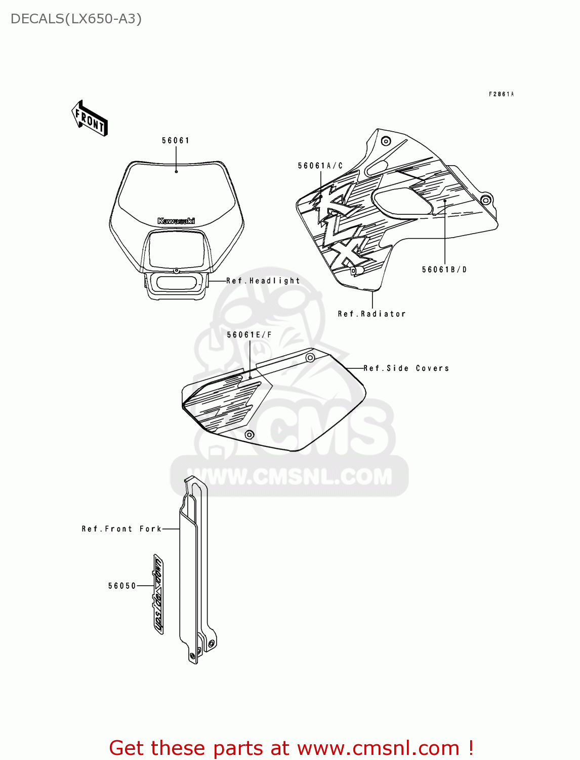 DECALS(LX650-A3) KLX650A3 KLX650R 1995 EUROPE FR